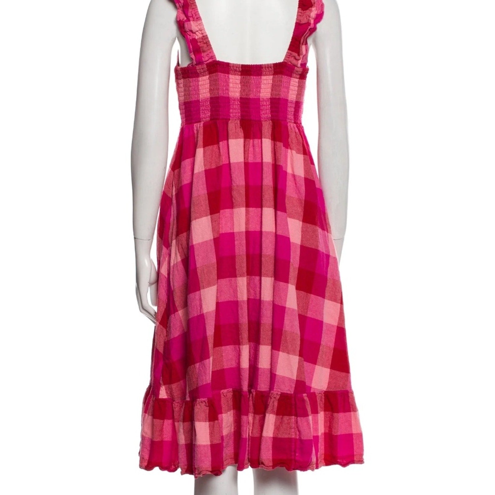 Kate Spade Deep Hibiscus Multi Picnic Woven Ruffle Midi Dress - size small