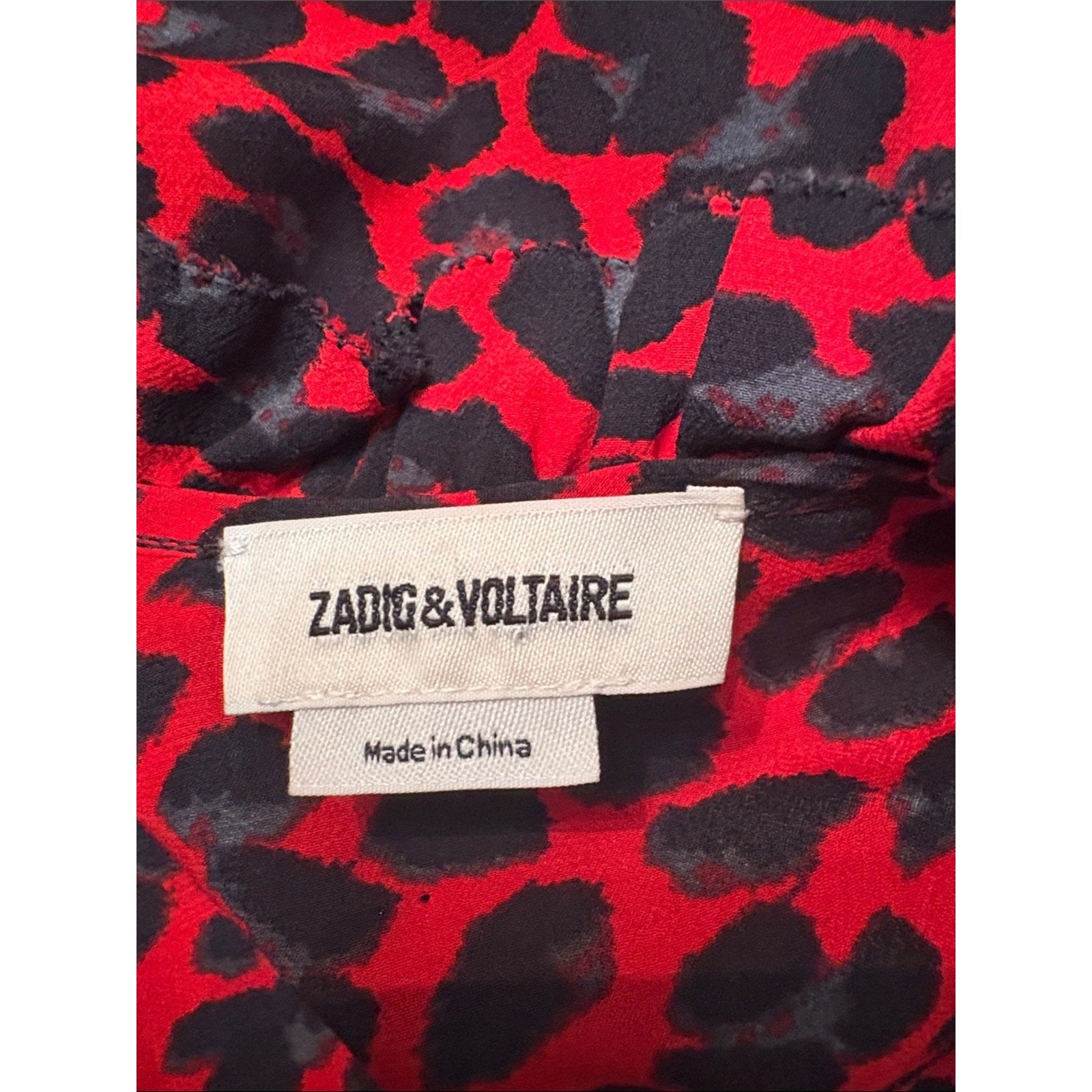 Zadig & Voltaire Tibo Print (Leopard) Top, Red - size XS