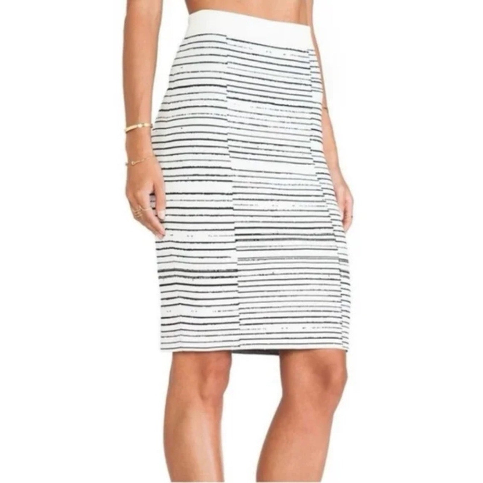 A.L.C. Lyons Striped Stretch Knit Pencil Skirt - size M