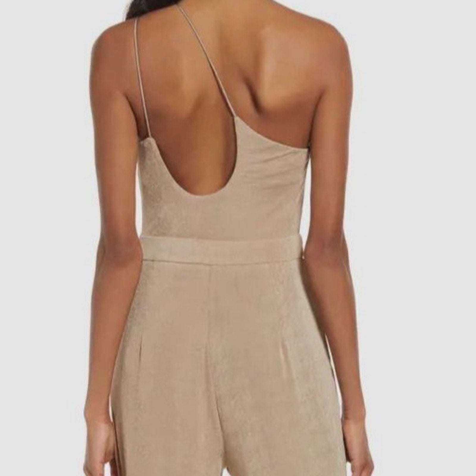 NEW Misha Womens Brown Metallic Shoulder Strap Cowl Neck Jumpsuit - size 12