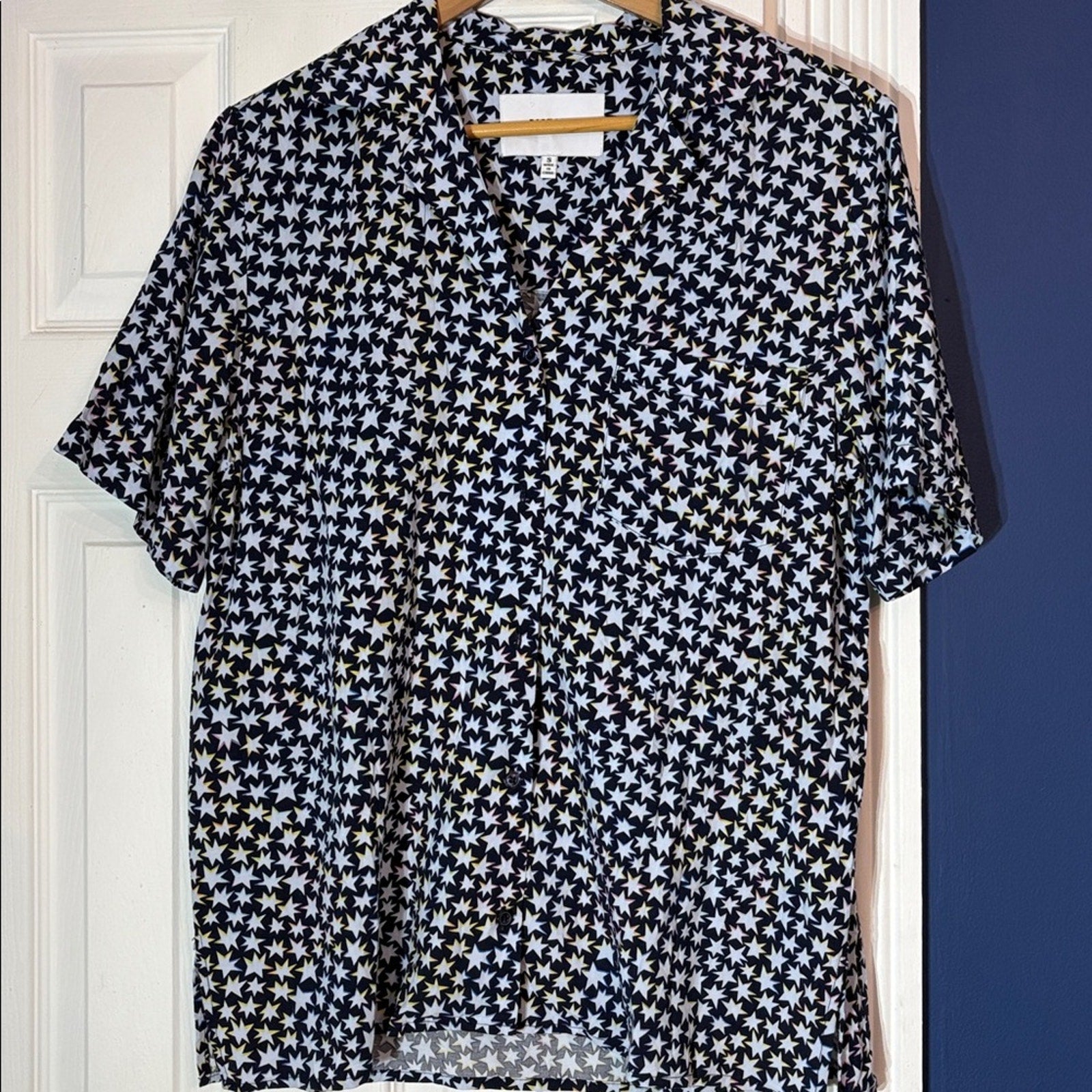 PISTOLA Blue Star Button Up Shirt Top Women's  - size small