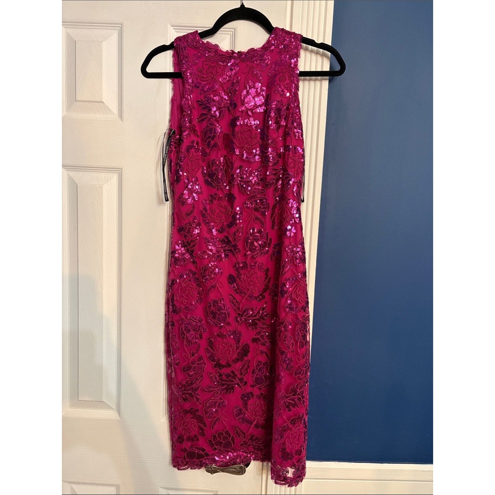 Tadashi Shoji Women Pink Sleeveless Jewel-Neck Sequin Sheath Dalia Dress -size 2