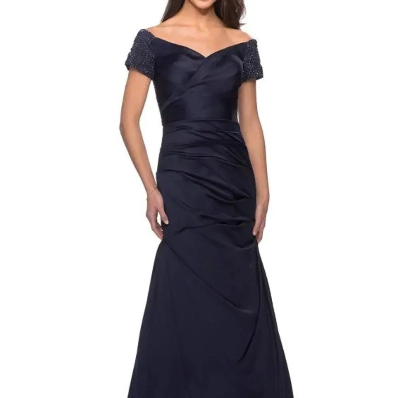 NWOT LA FEMME 25996 navy gown - size 8