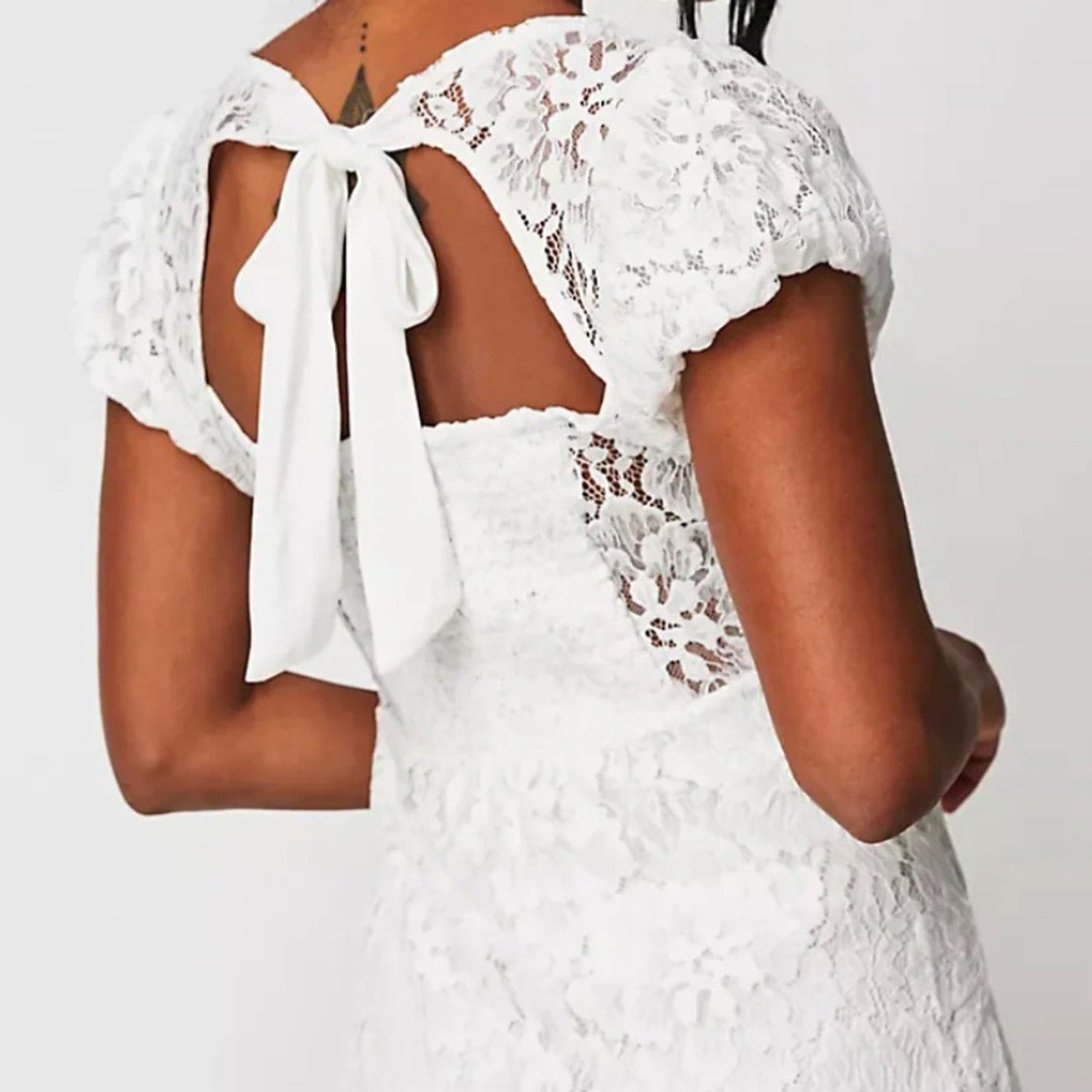 NWT Free People Hailee Lace Mini Dress in White - size M