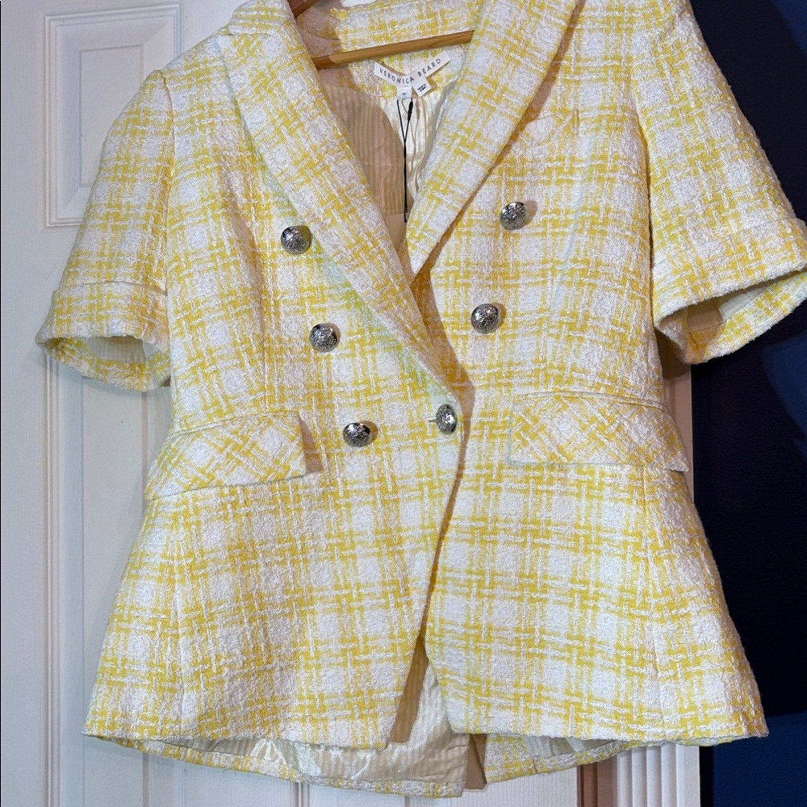 NWT Veronica Beard - Jenny Pale Yellow Tweed Dickey Jacket - size 10