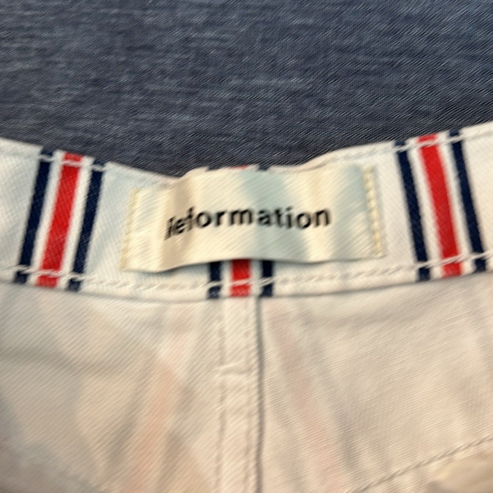 REFORMATION Charlie Grenada White, Red & Blue Striped Shorts Size 27