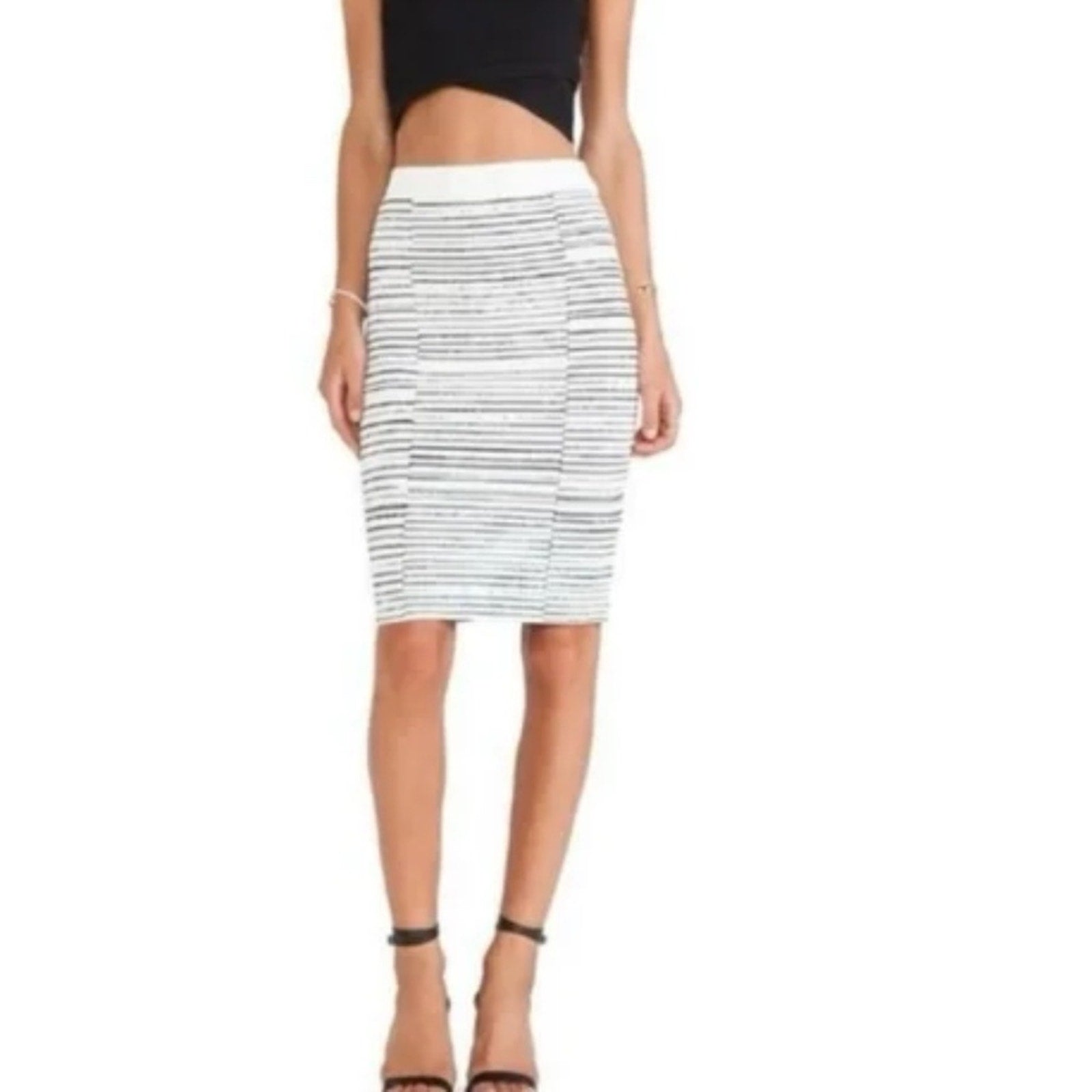 A.L.C. Lyons Striped Stretch Knit Pencil Skirt - size M