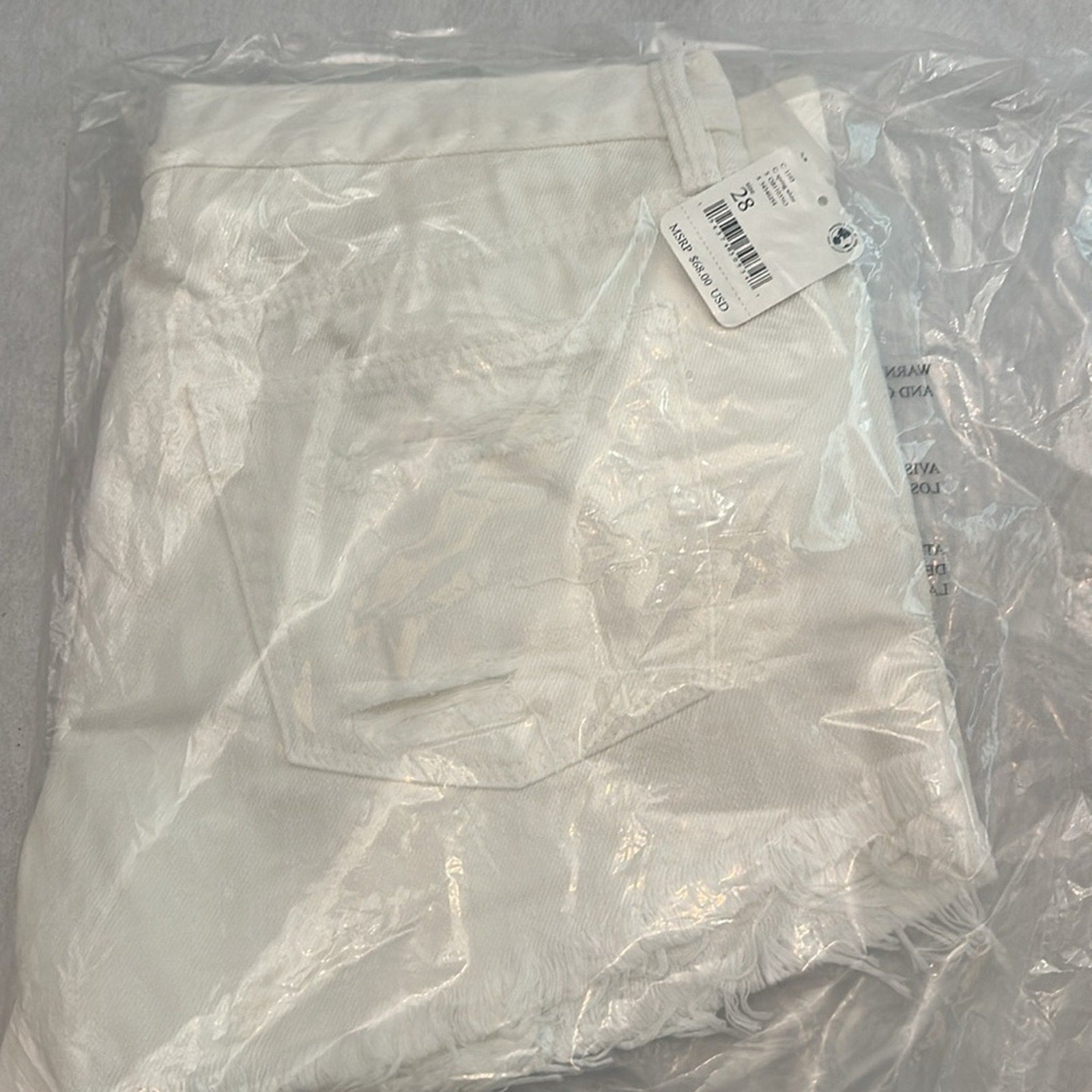 NWT FREE PEOPLE Loving Good Vibrations Denim Shorts In Spring White Size 28