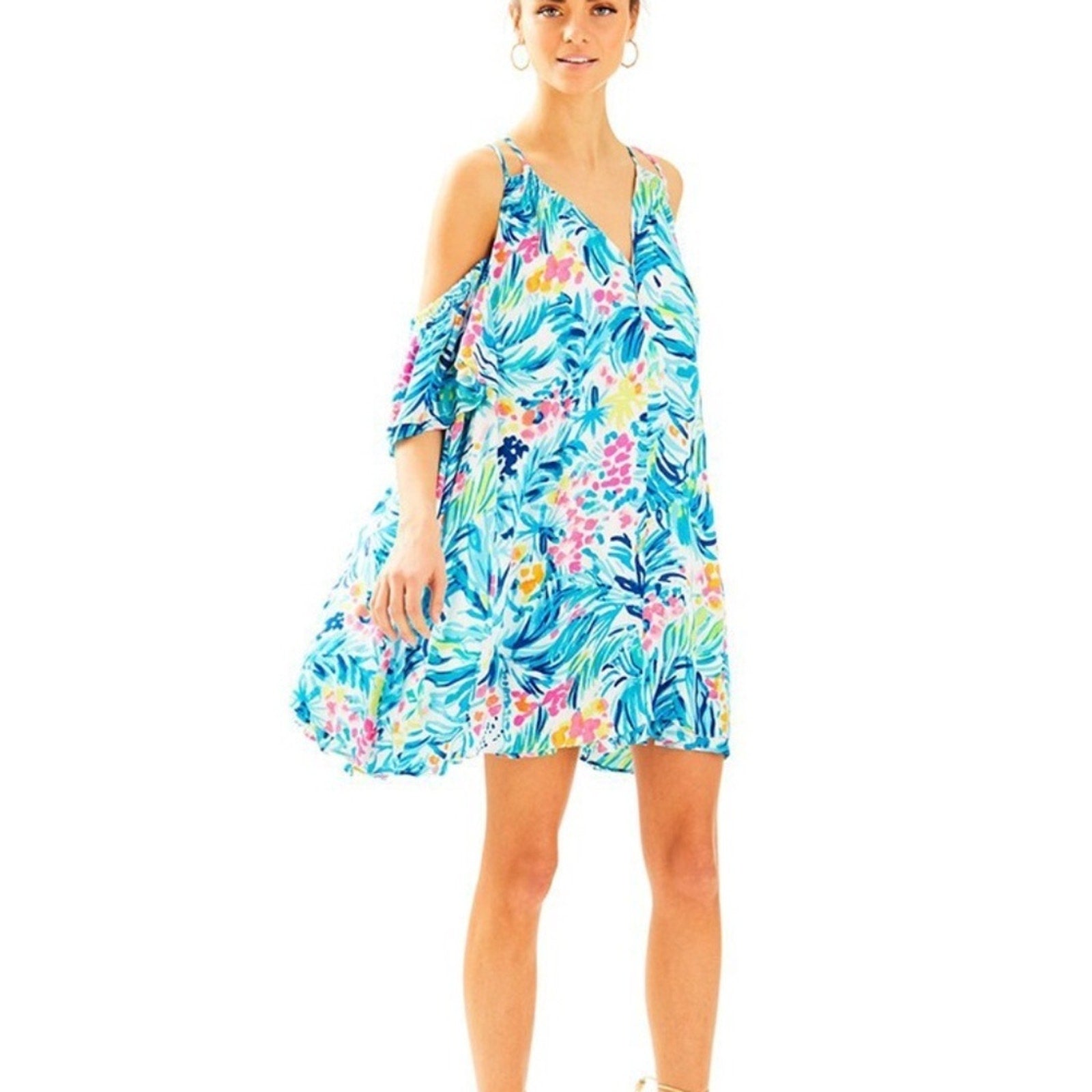 LILLY PULITZER "Bellamie" Cold Shoulder Trapeze Dress - size M