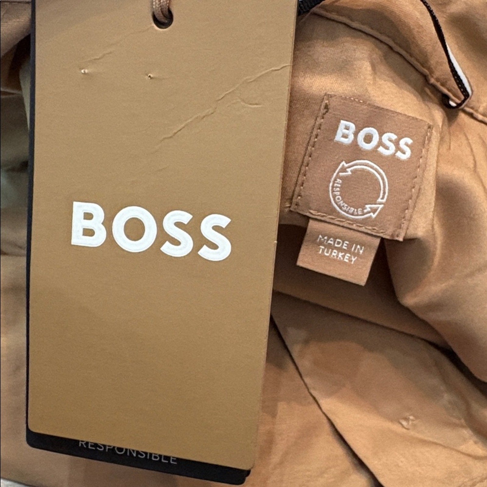 NWT Hugo Boss Dashile Short Sleeve Shirtdress In Iconic Camel - size 4