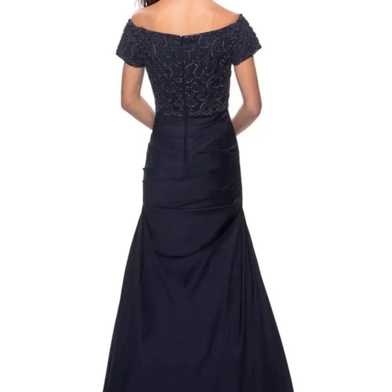 NWOT LA FEMME 25996 navy gown - size 8