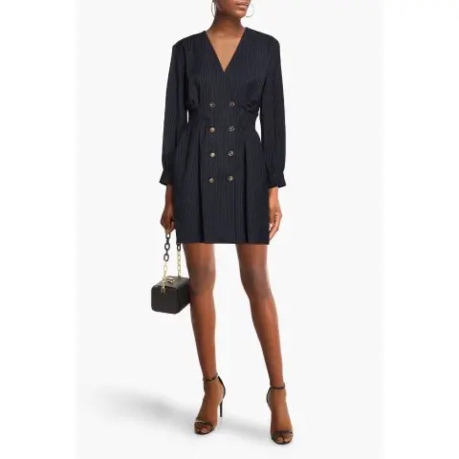 SANDRO MARYLOU PINSTRIPED MINI DRESS - size 38 (US 6)