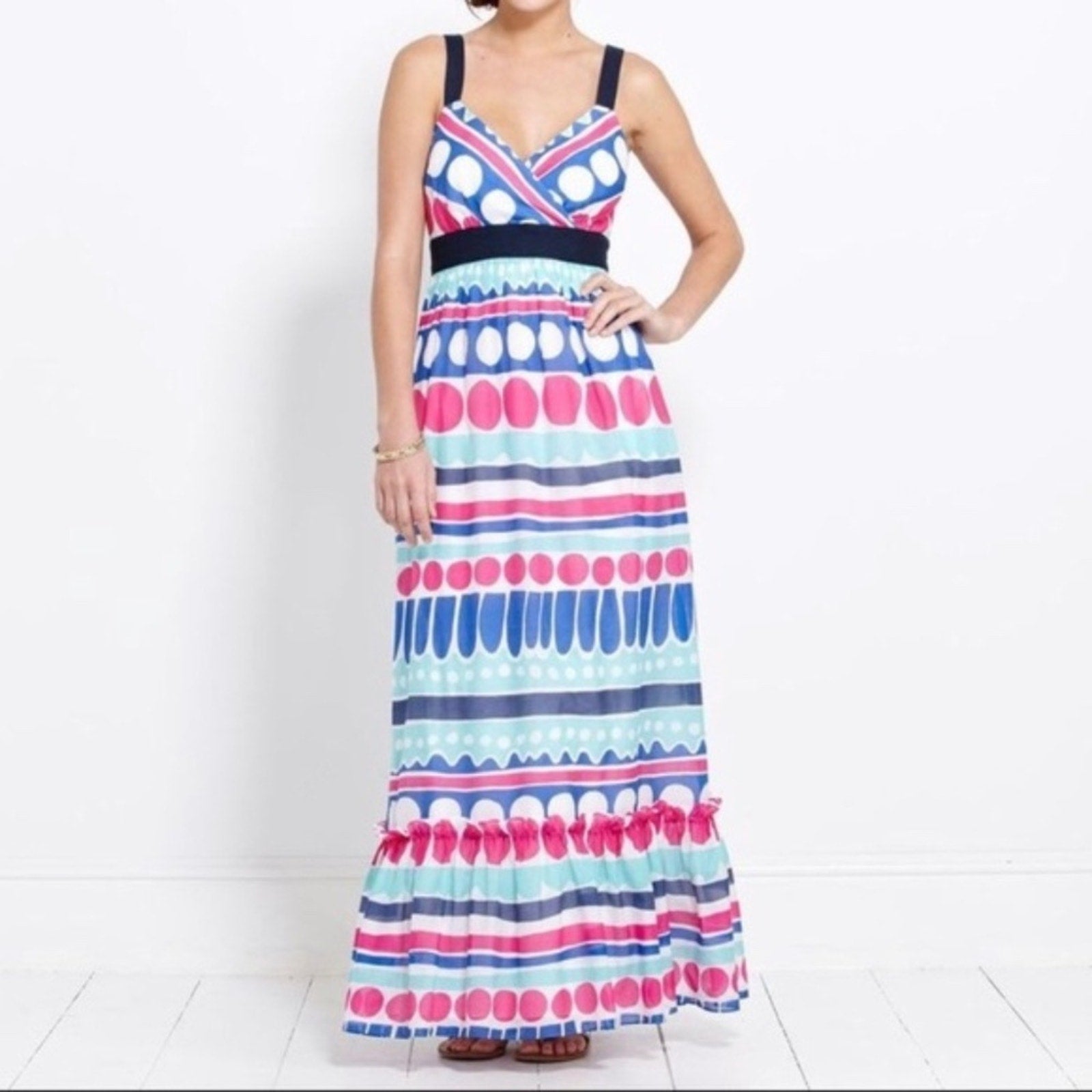 Vineyard Vines Caroline Stripe Ocean Splash Maxi - size 12