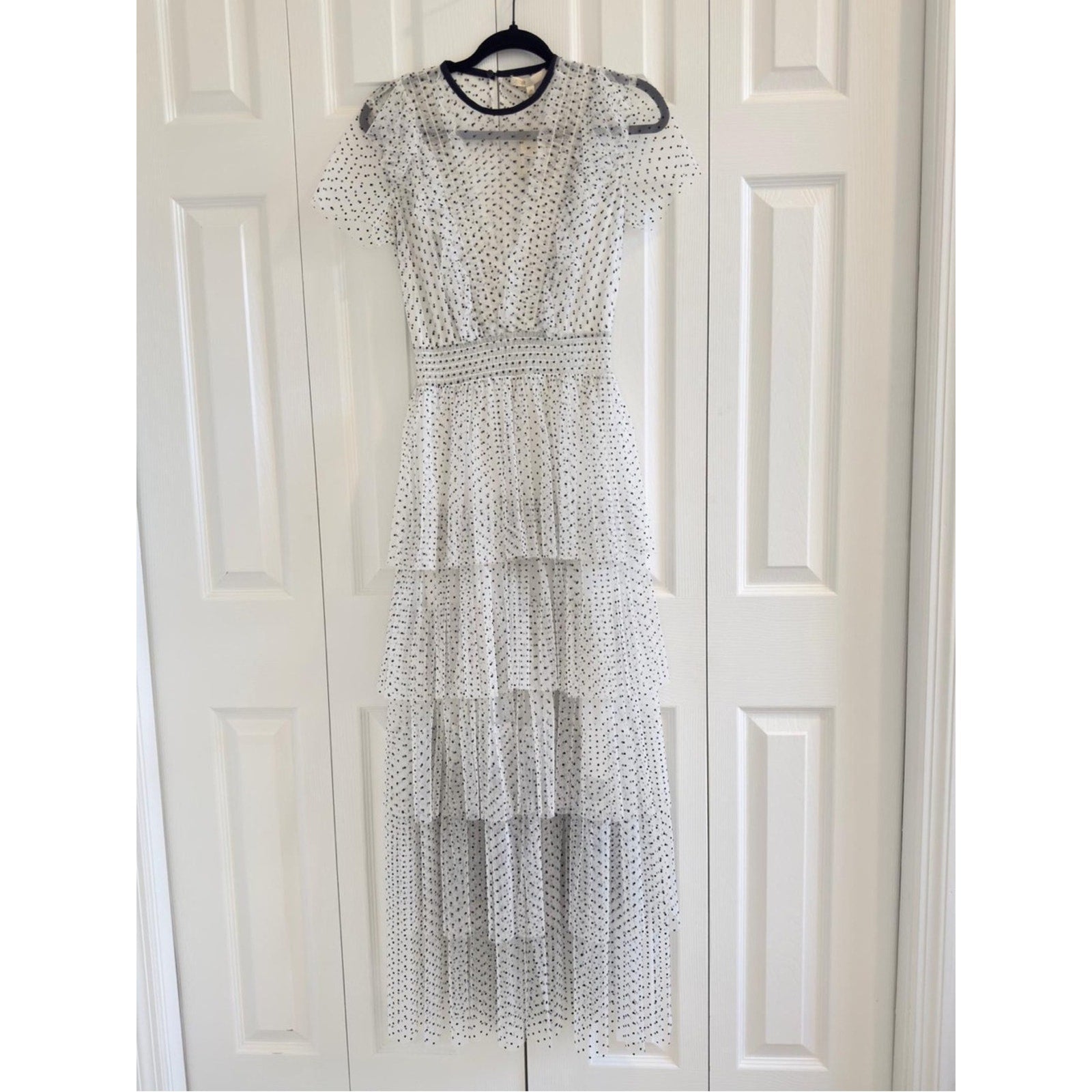 NWT Maje Riplume Polka Dot Tiered Ruffle Dress - 38 (6) 🌟