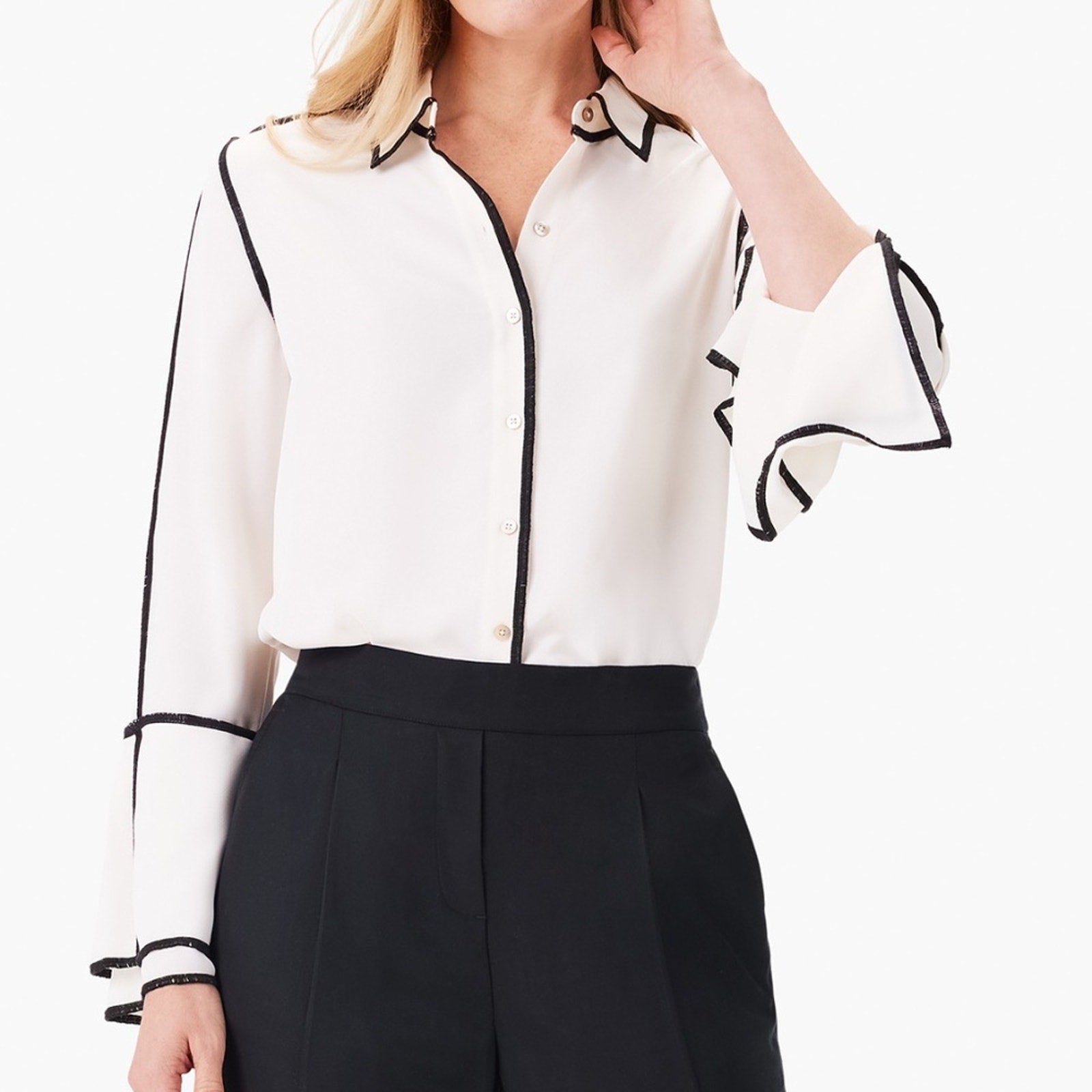 NWT Nic + Zoe TOUCH OF TRIM SHIRT - size small