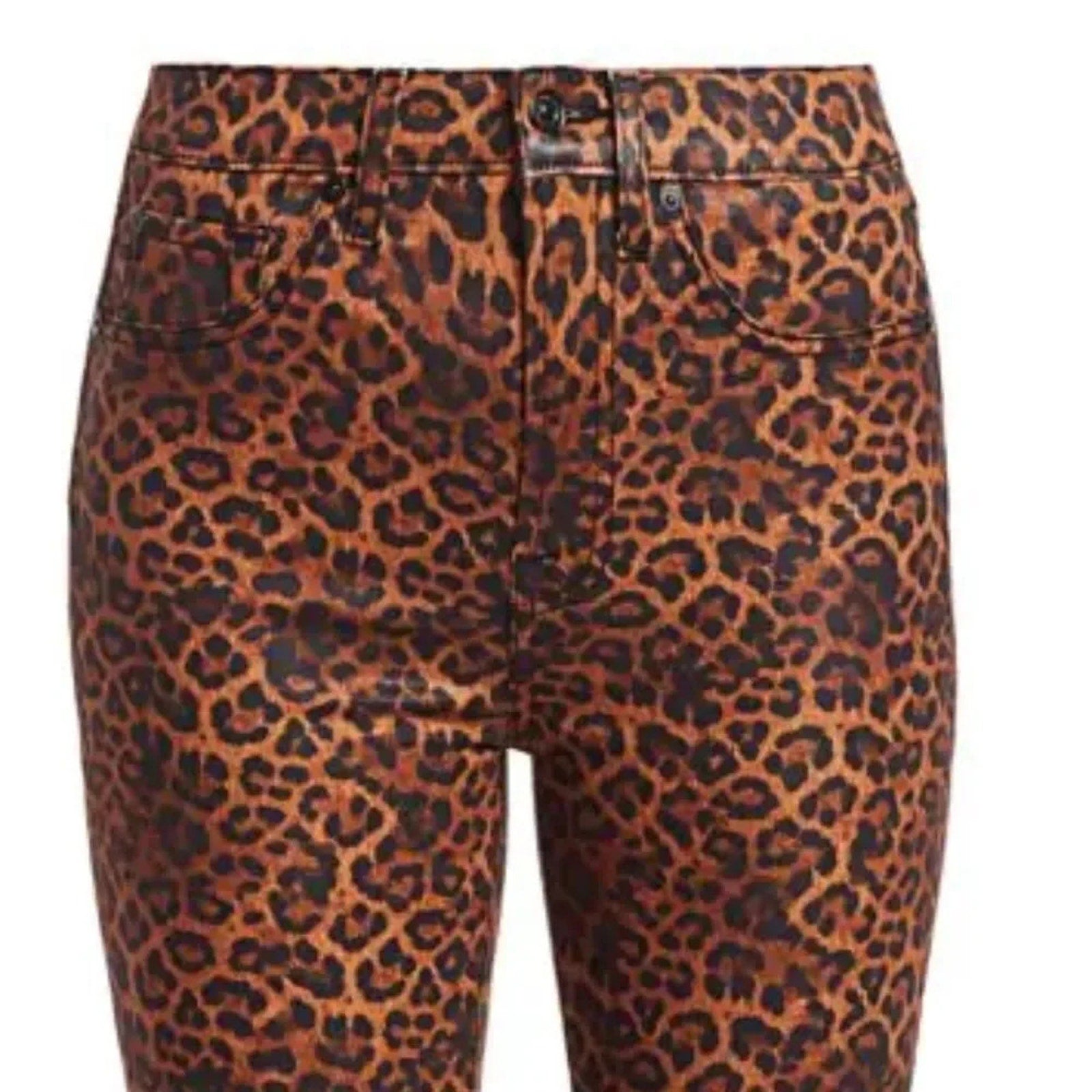 NWT 7 FOR ALL MANKIND Leopard-Print High-Rise Slim-Fit Kick Flare Jeans -size 25