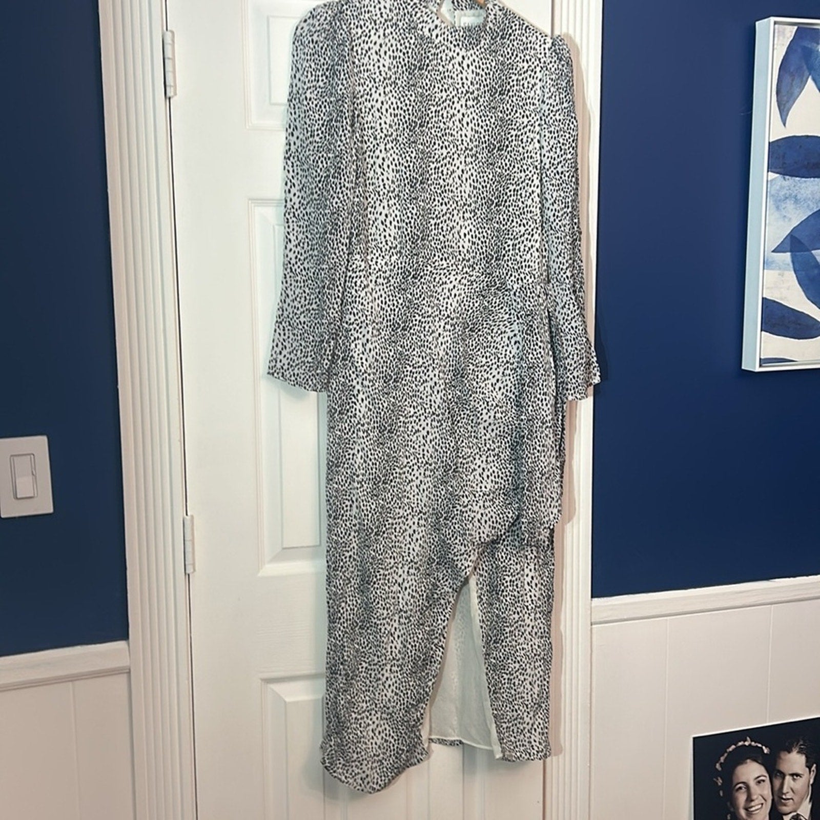 NWT SAYLOR Black and White Midi Animal Cocktail Dress - S
