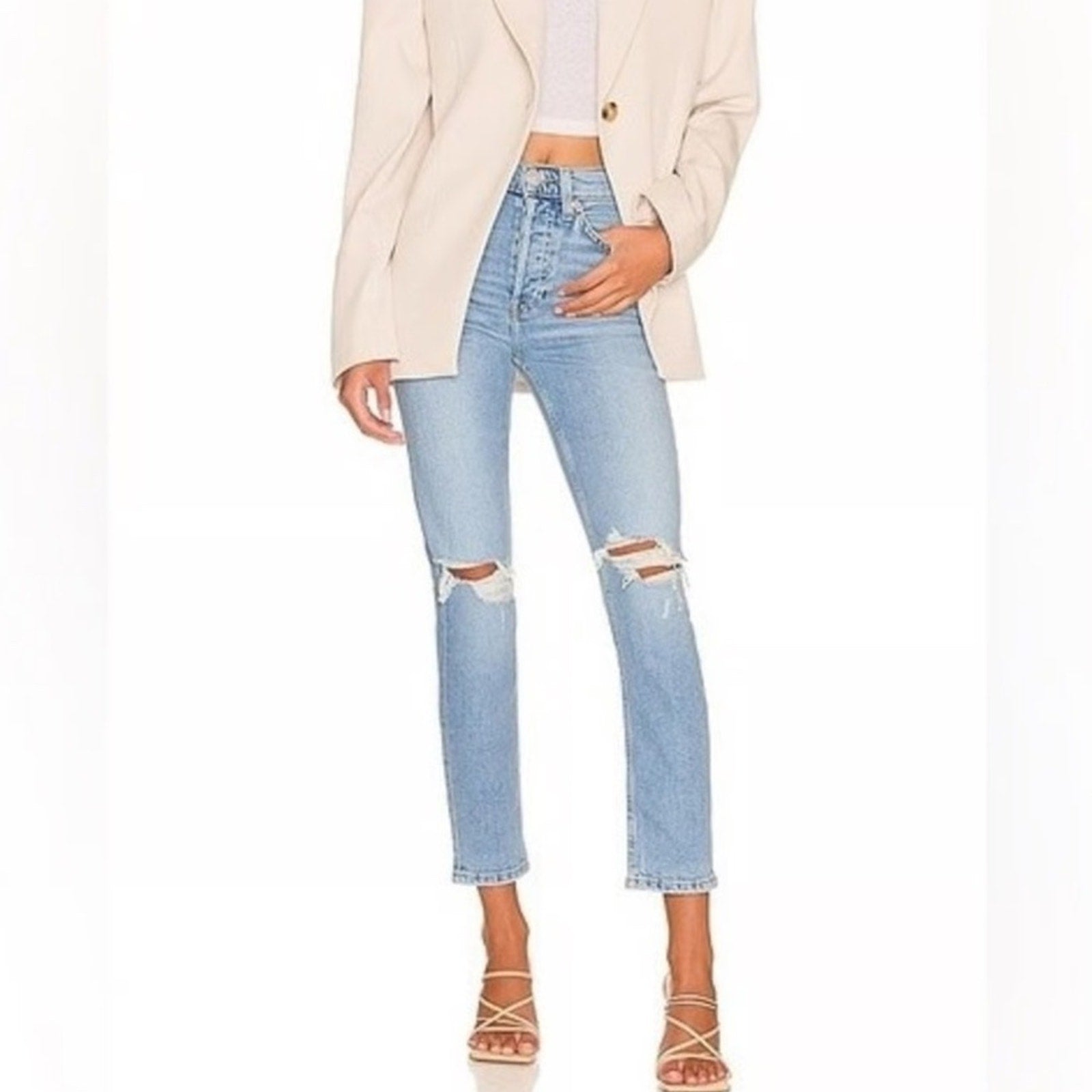 NWT RE/DONE 90's High Rise Ankle Crop in Blue Light - size 28