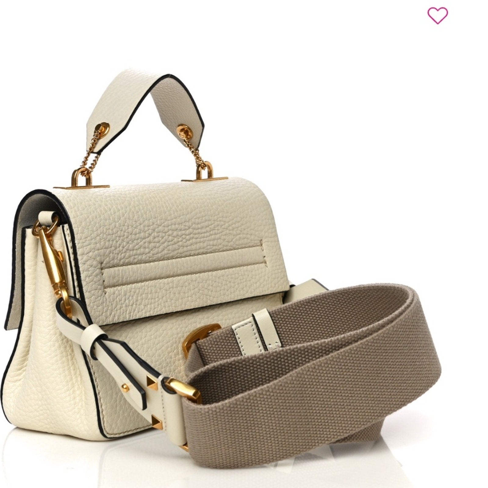 Valentino Garavani  Pebbled Calfskin Mini VRing Shoulder Bag Light Ivory