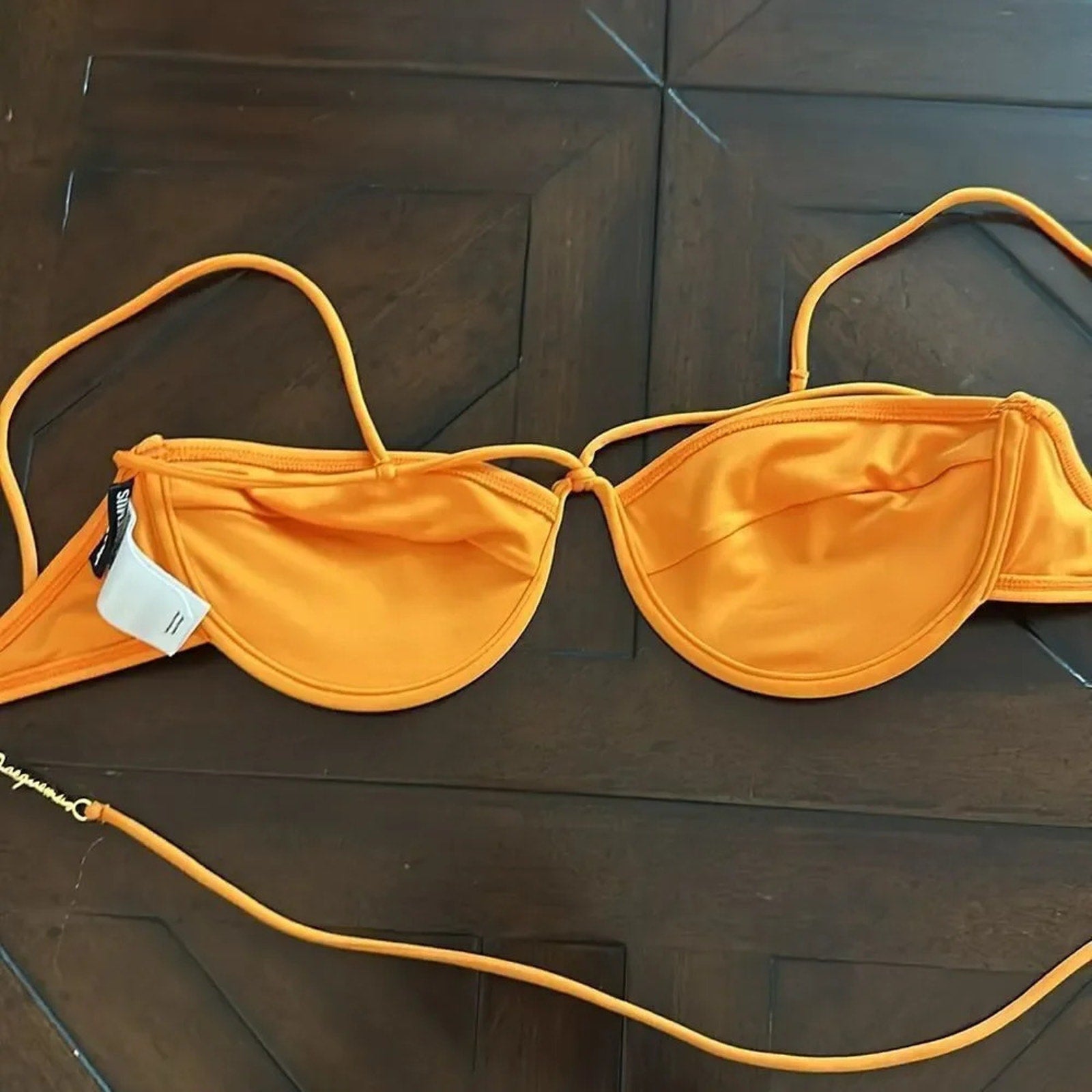 NEW Jacquemus Orange Le Raphia 'Le Haut De Maillot Signature' Bikini Top - large