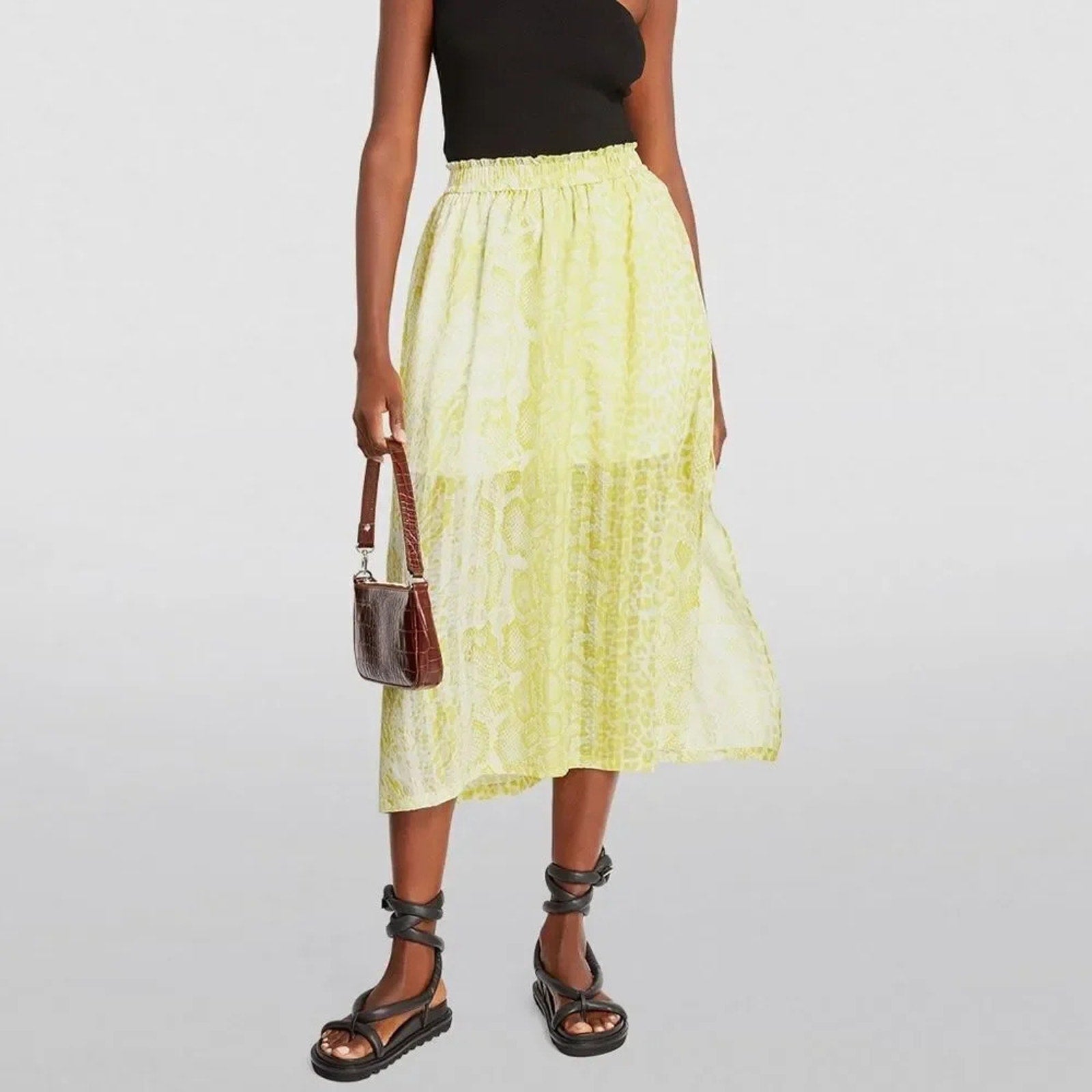 NEW ALLSAINTS Clara Noche Pleated Midi Skirt - size 10