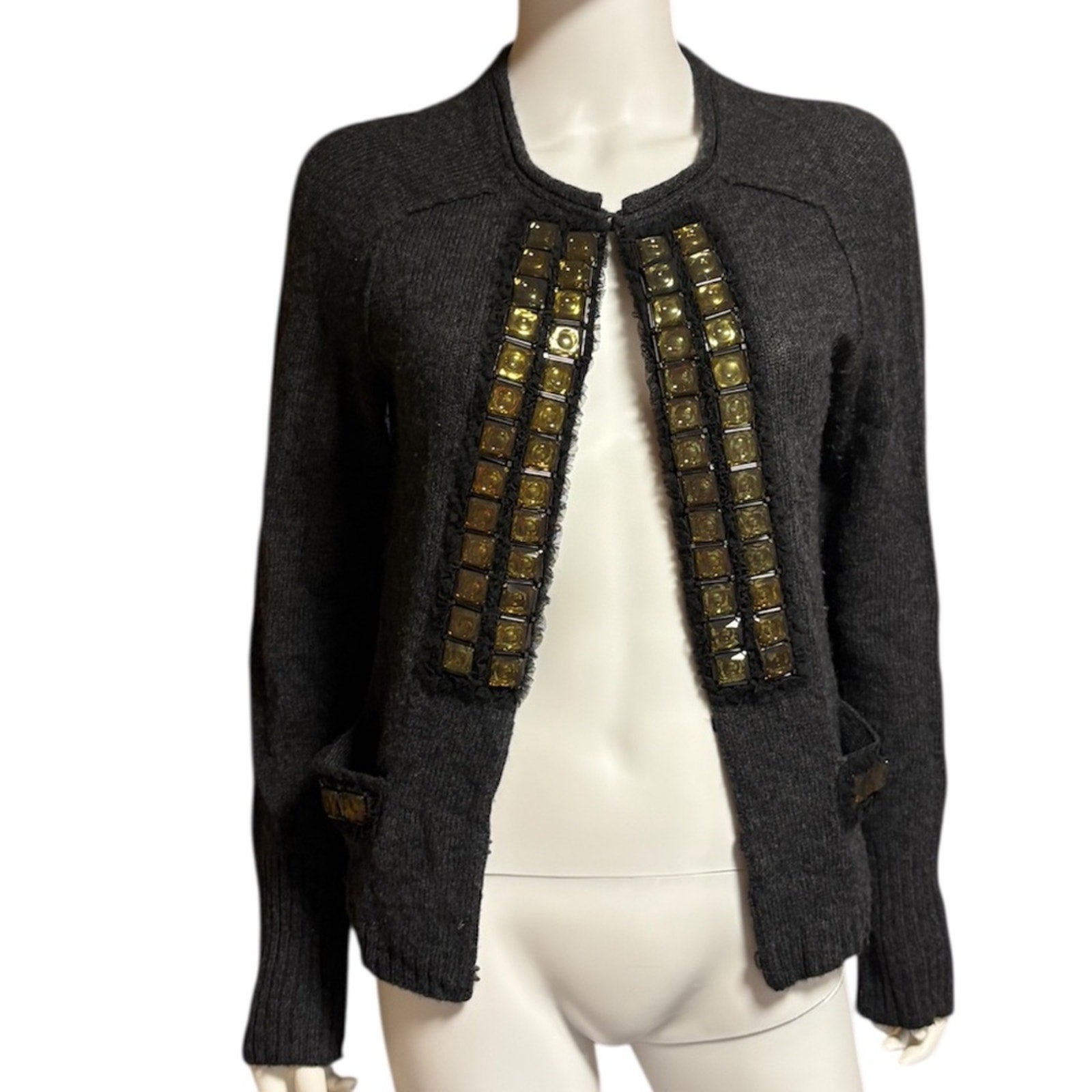Tory Burch 100% wool grey cardigan - size M