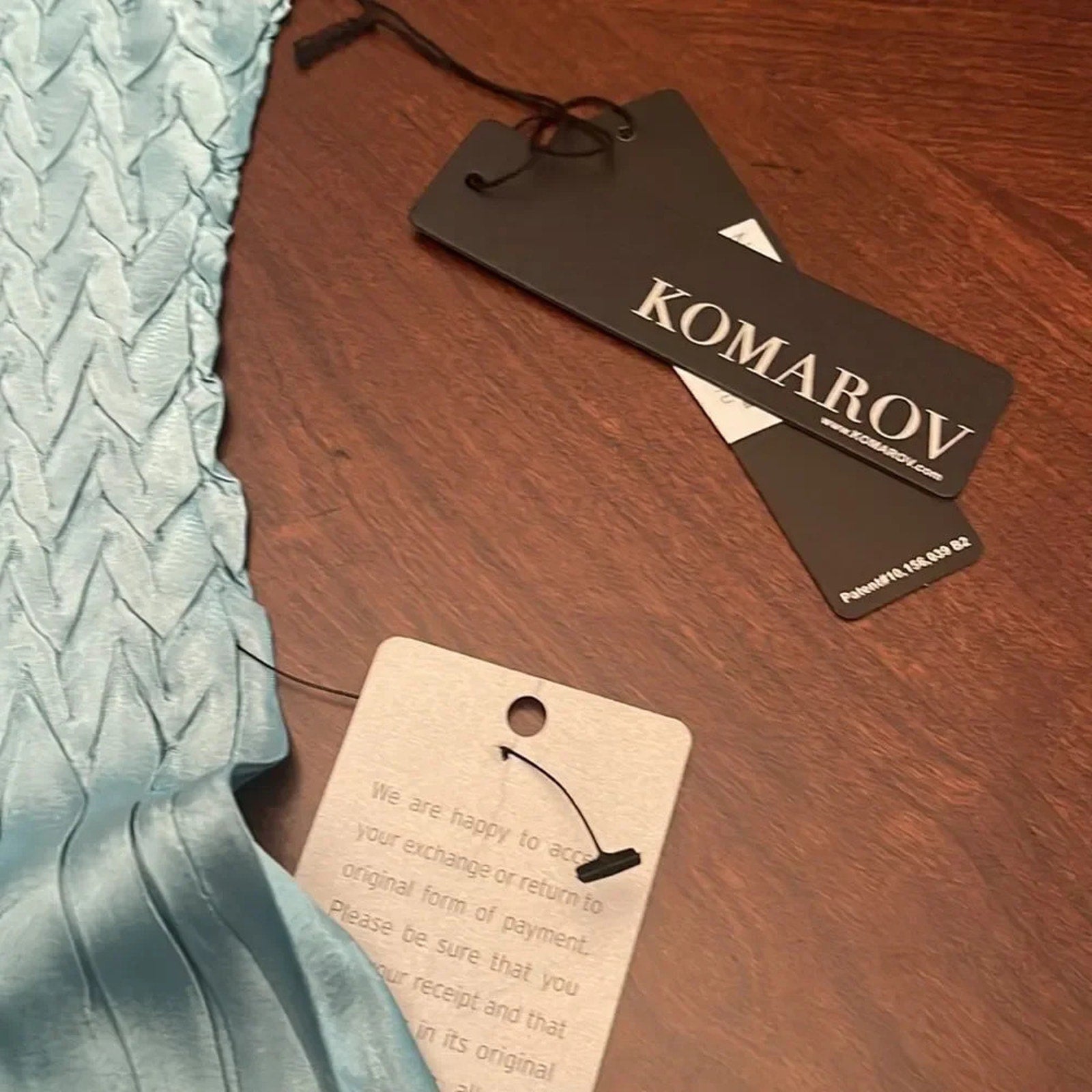 NWT Komarov Blue Ombre Beaded Charmeuse and Chiffon Tier Dress - size Small