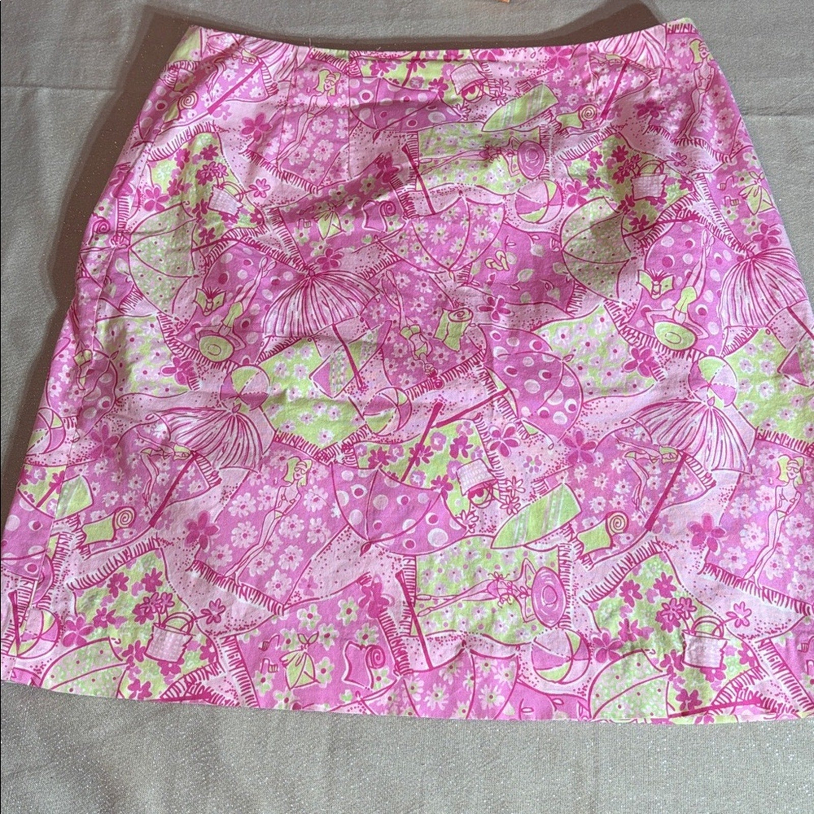 Lilly Pulitzer "Beach, Blanket, Bingo" Pink & Green Stretch Skirt - size 6