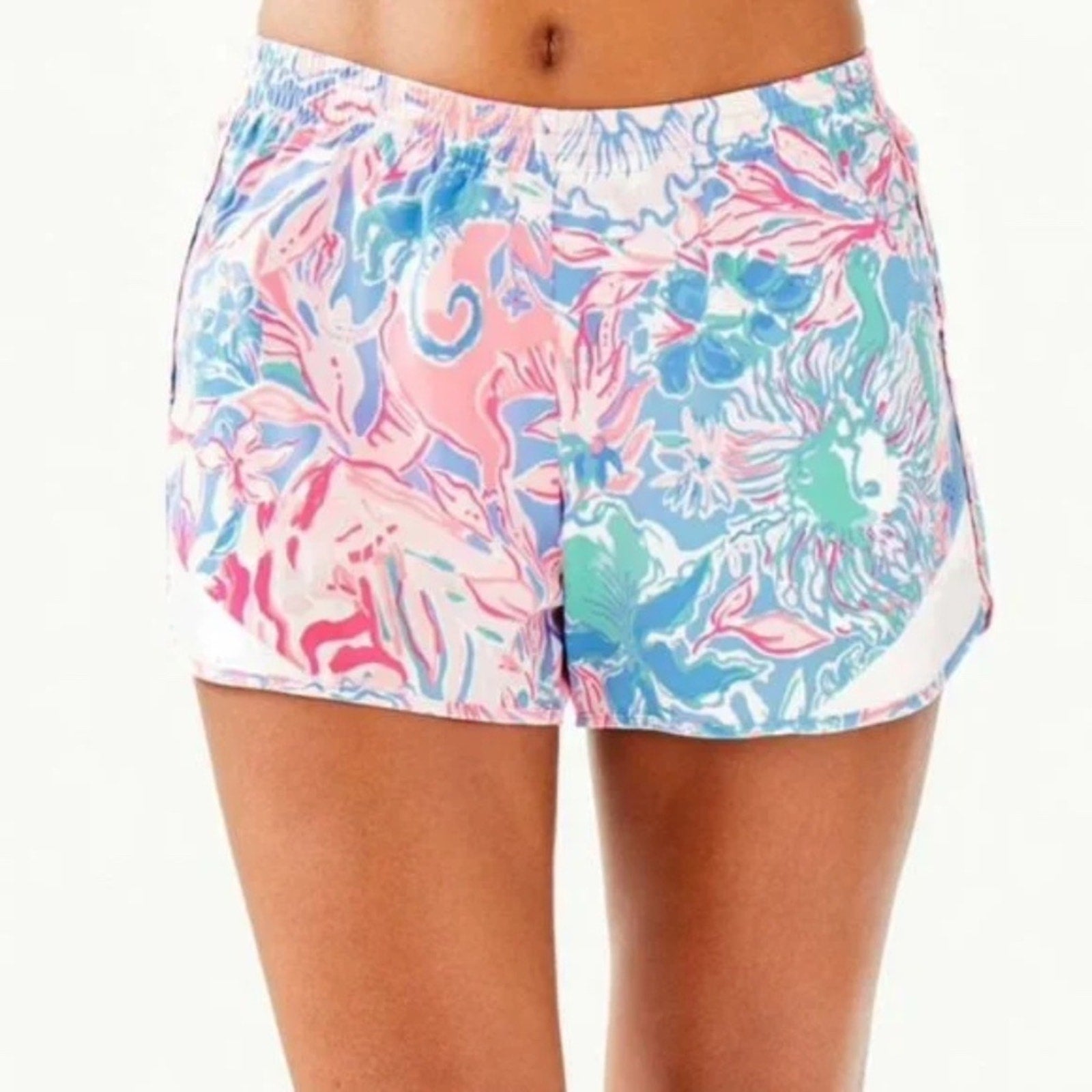 Lilly Pulitzer Luxletic Ocean Trail shorts in Blue Peri Viva La Lilly Pink - XS