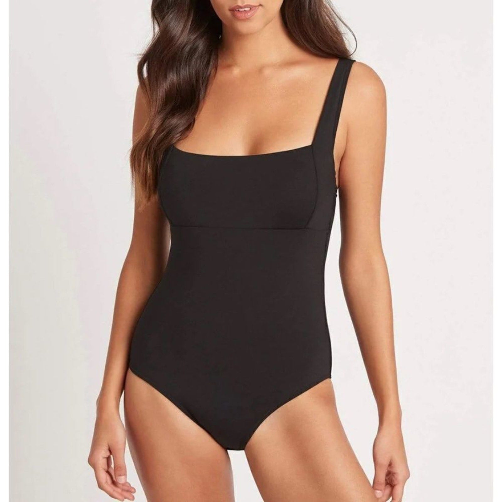 NWT Sea Level Essentials Square Neck One Piece In Black