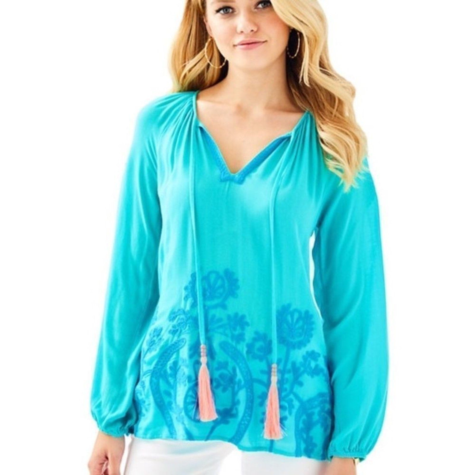 NWT Lilly Pulitzer Willa Top Seaside Aqua - size XXS