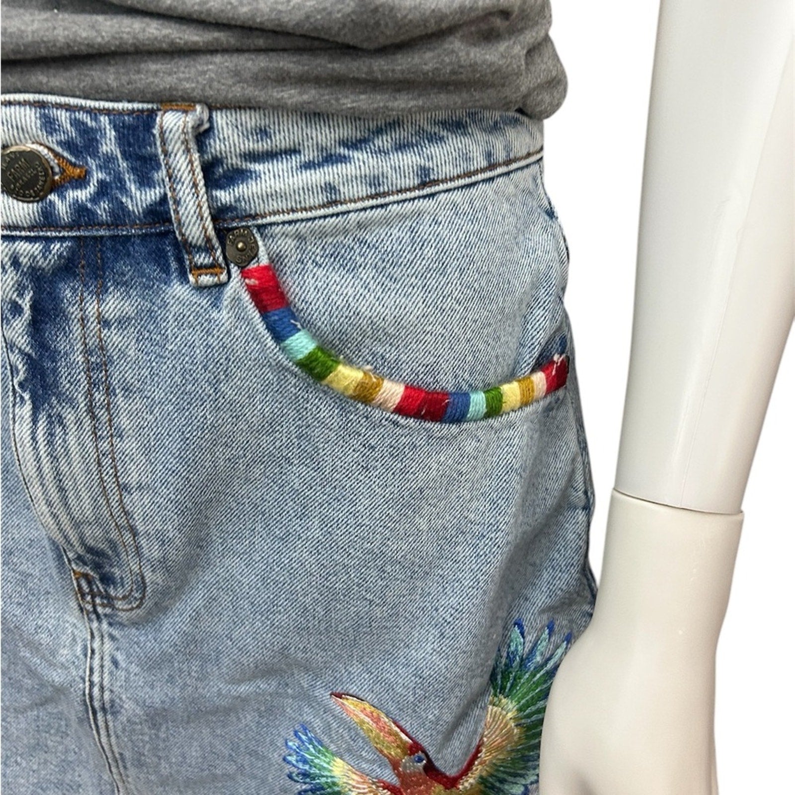 Farm Rio Anthropologie tropical denim skirt - size M