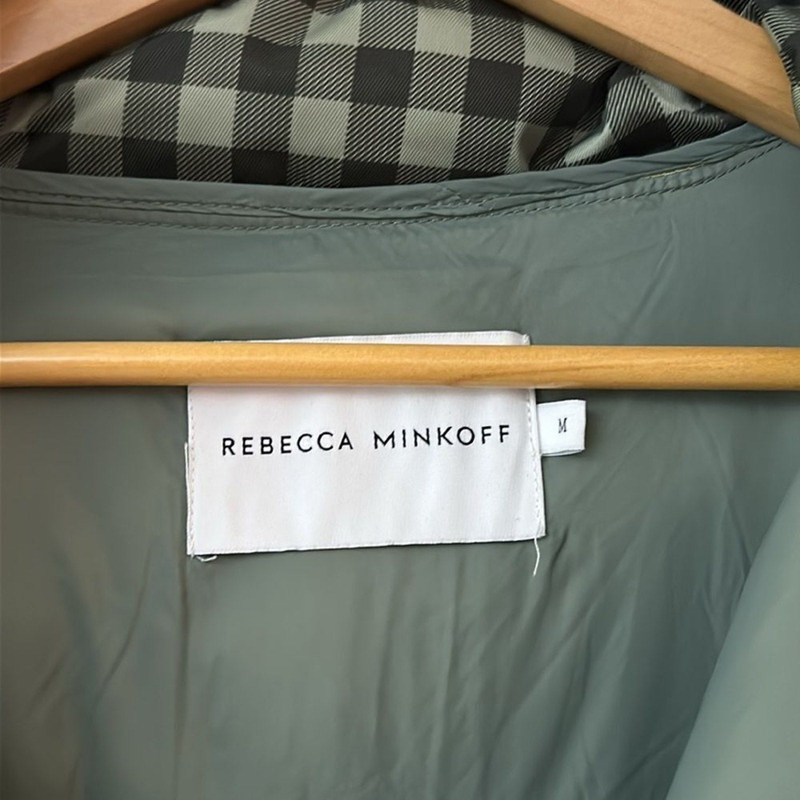NEW REBECCA MINKOFF Gingham Check Puffer Jacket - size M