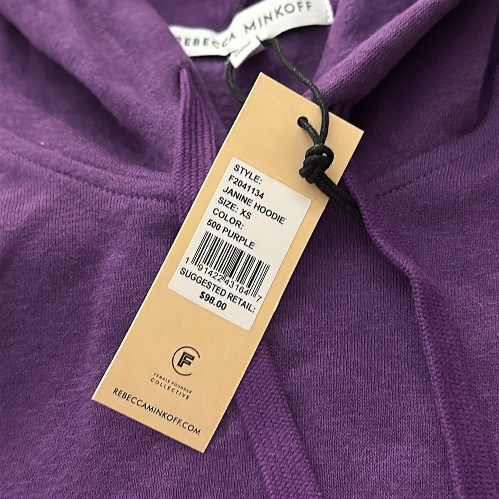 Rebecca Minkoff Janine Hoodie purple New with tags msrp $98 size XS