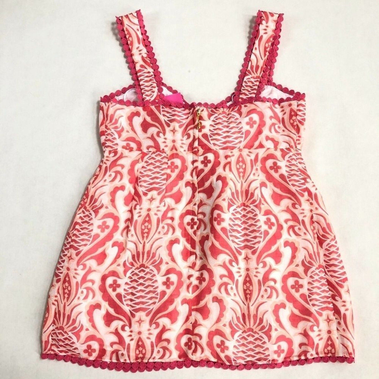 NEW Kate Spade Pineapple Print Top Freshwhite & Peach Pink - size 6