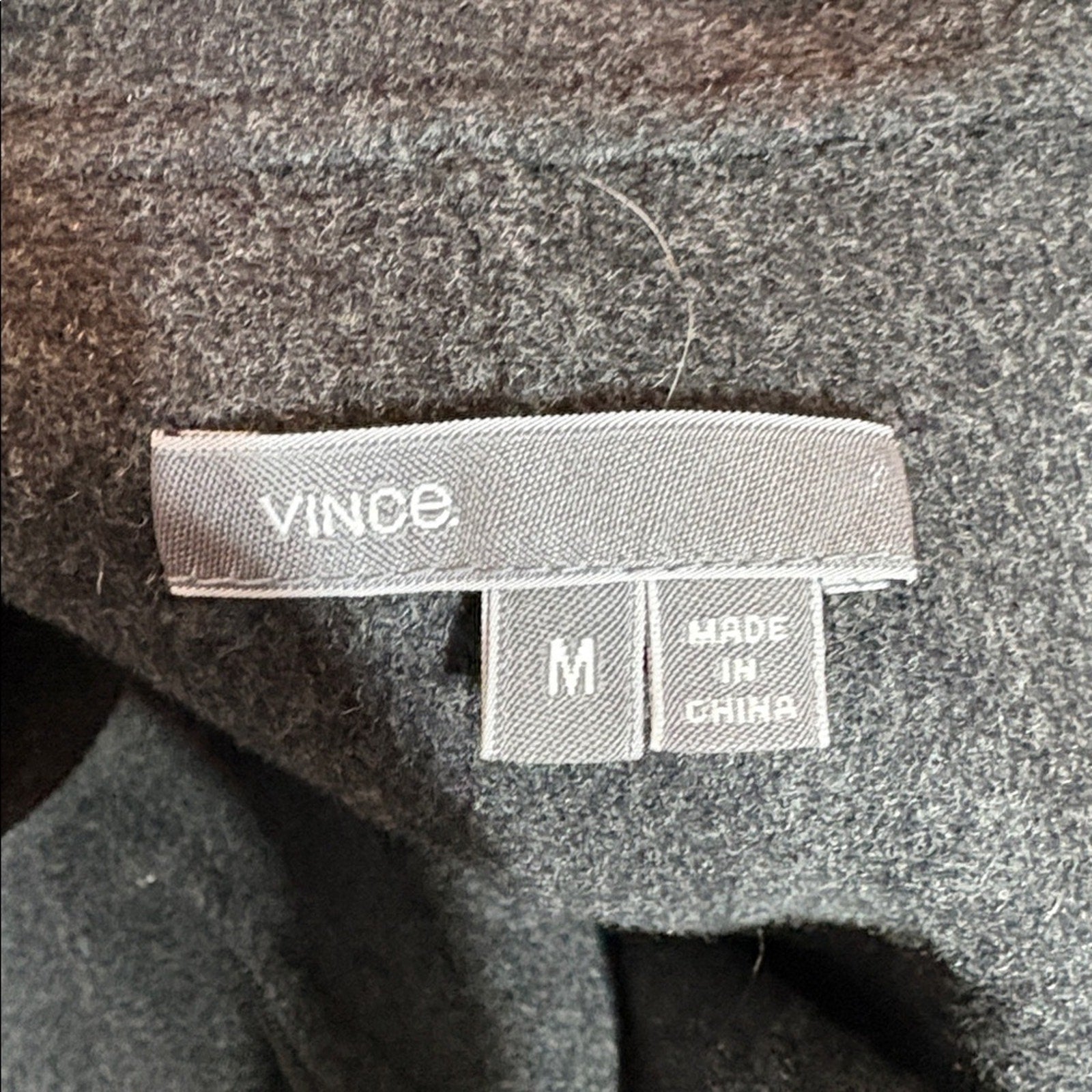 Vince Wool Blend Funnel Neck Jacket with Leather Sleeves - size M
