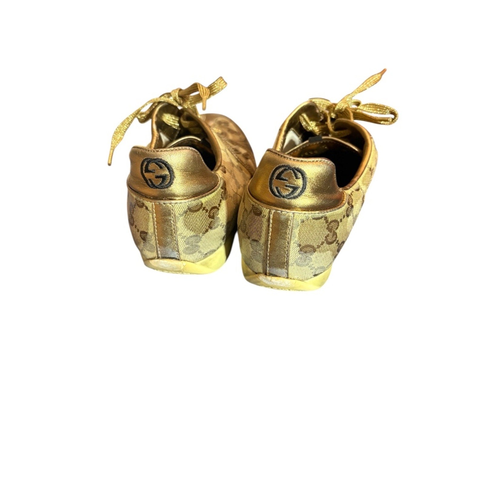 Vintage Gucci Gold Low Top Sneakers GG Monogram - 9.5