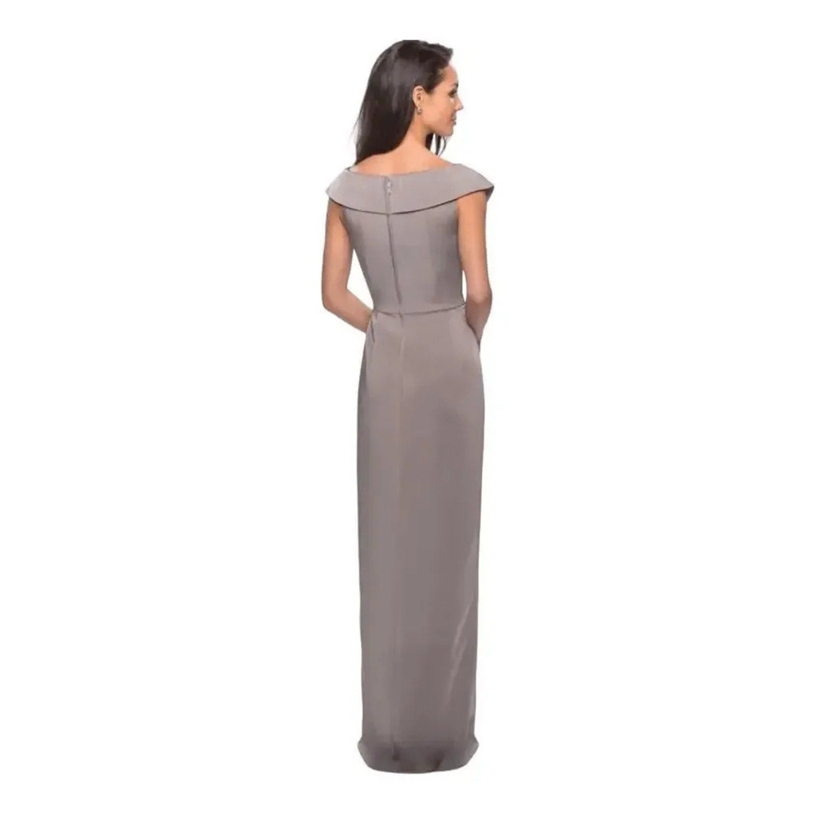 NWOT La Femme 25206 - Ruched Cap Sleeved Long Jersey Dress - size 2