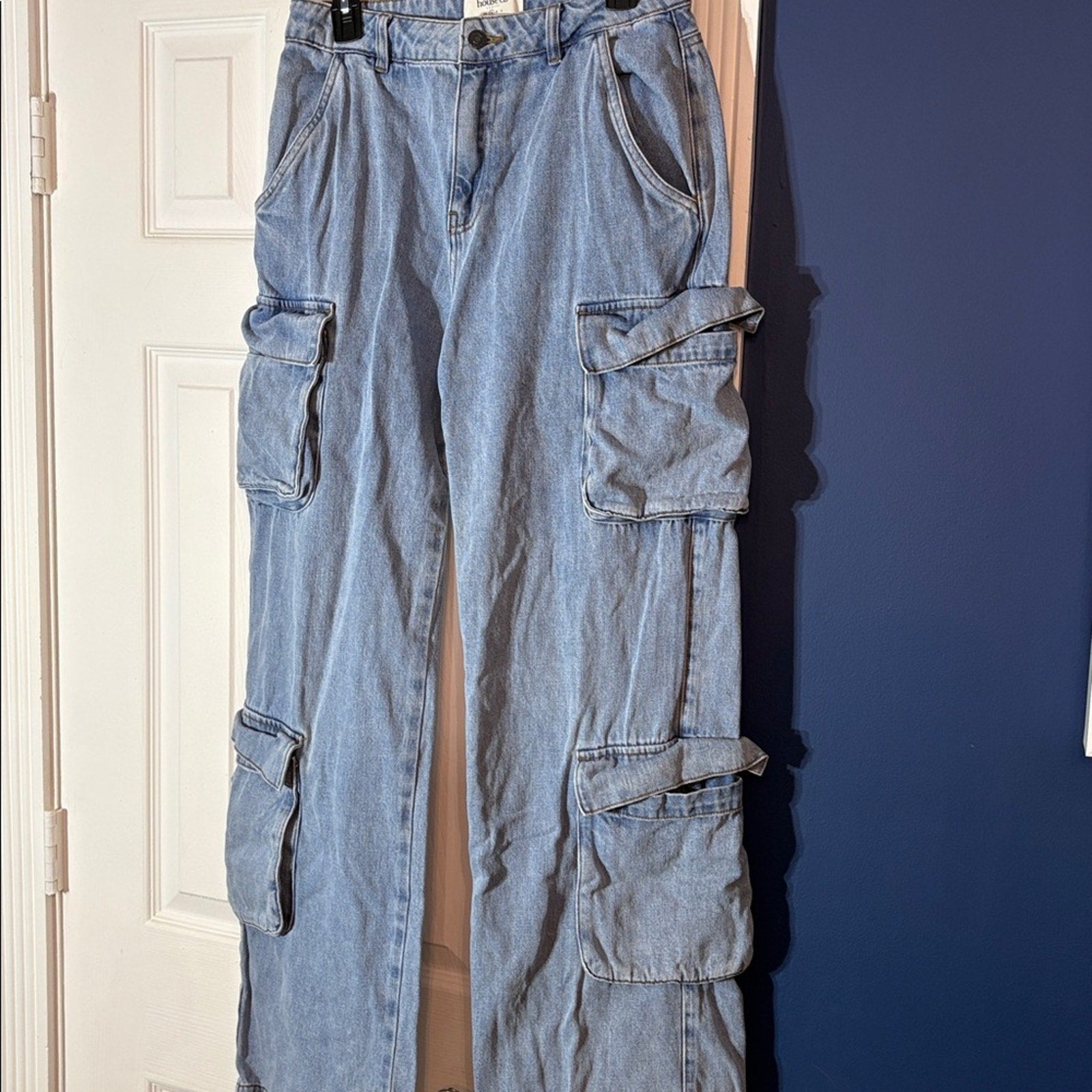 HOUSE OF CB Ria Washed Utility Cargo Jeans - size small