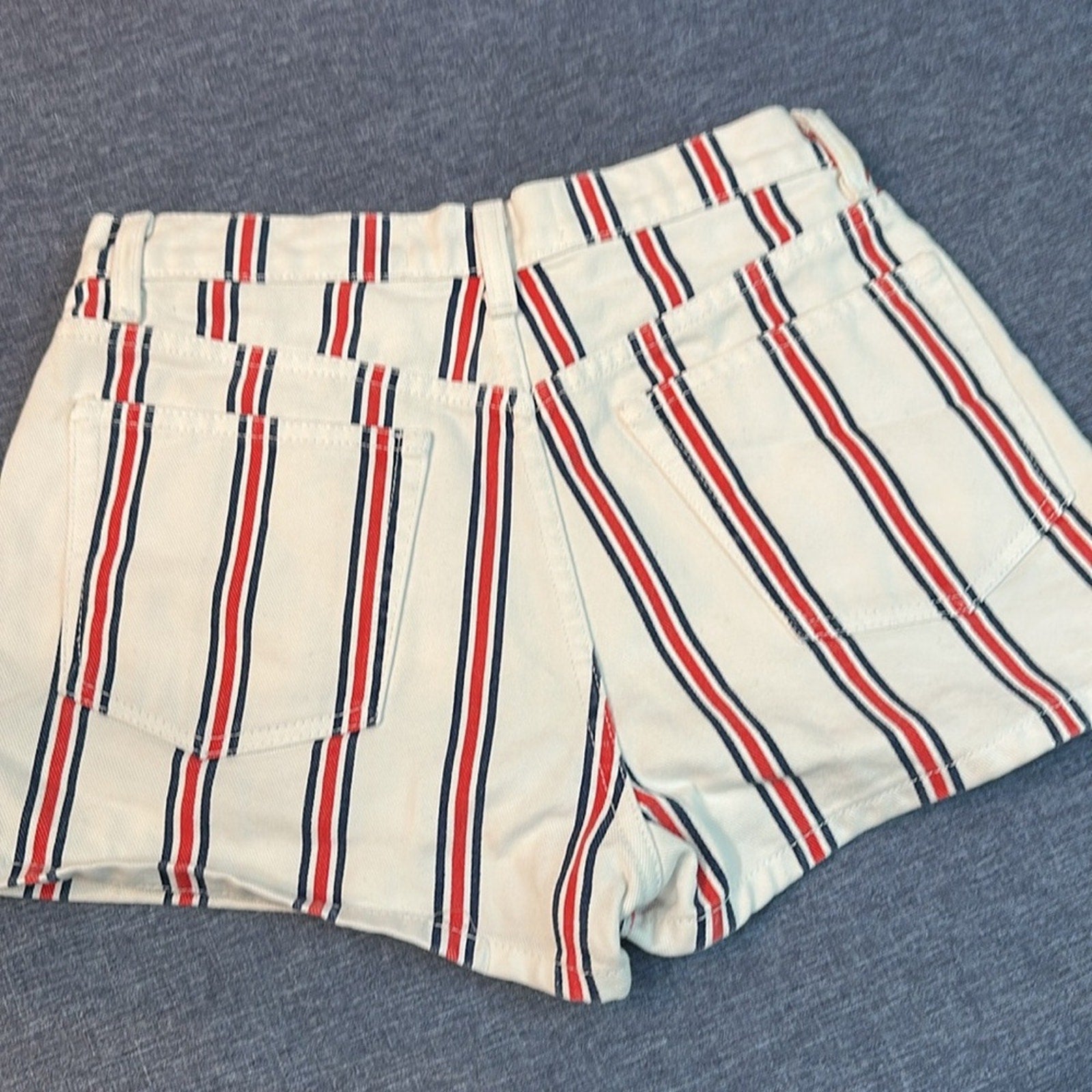 REFORMATION Charlie Grenada White, Red & Blue Striped Shorts Size 27
