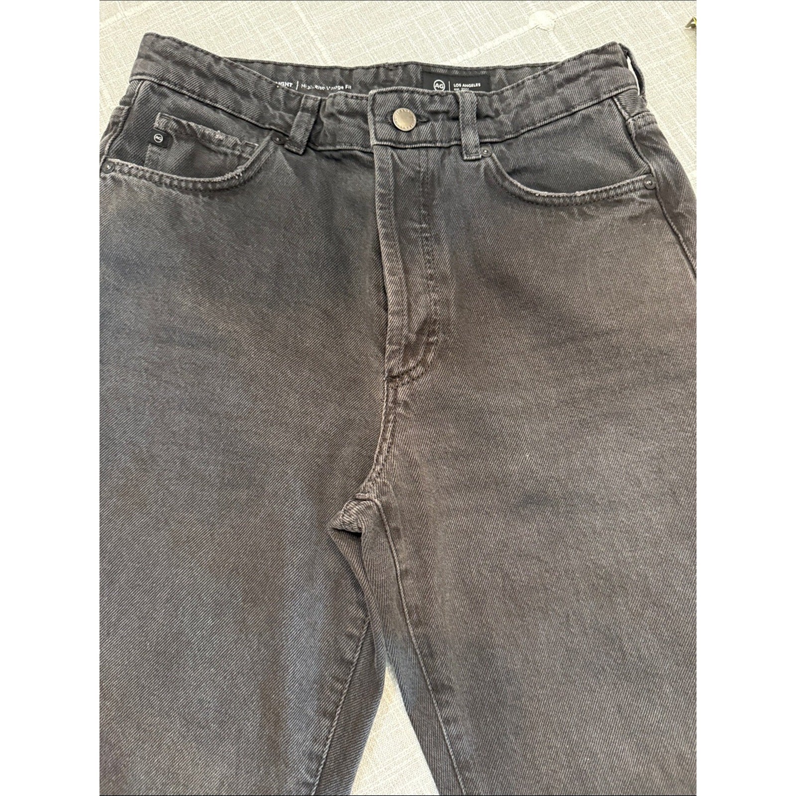 Ag Alexxis High-Rise Vintage Straight Jean Black Stone - 28 🌟