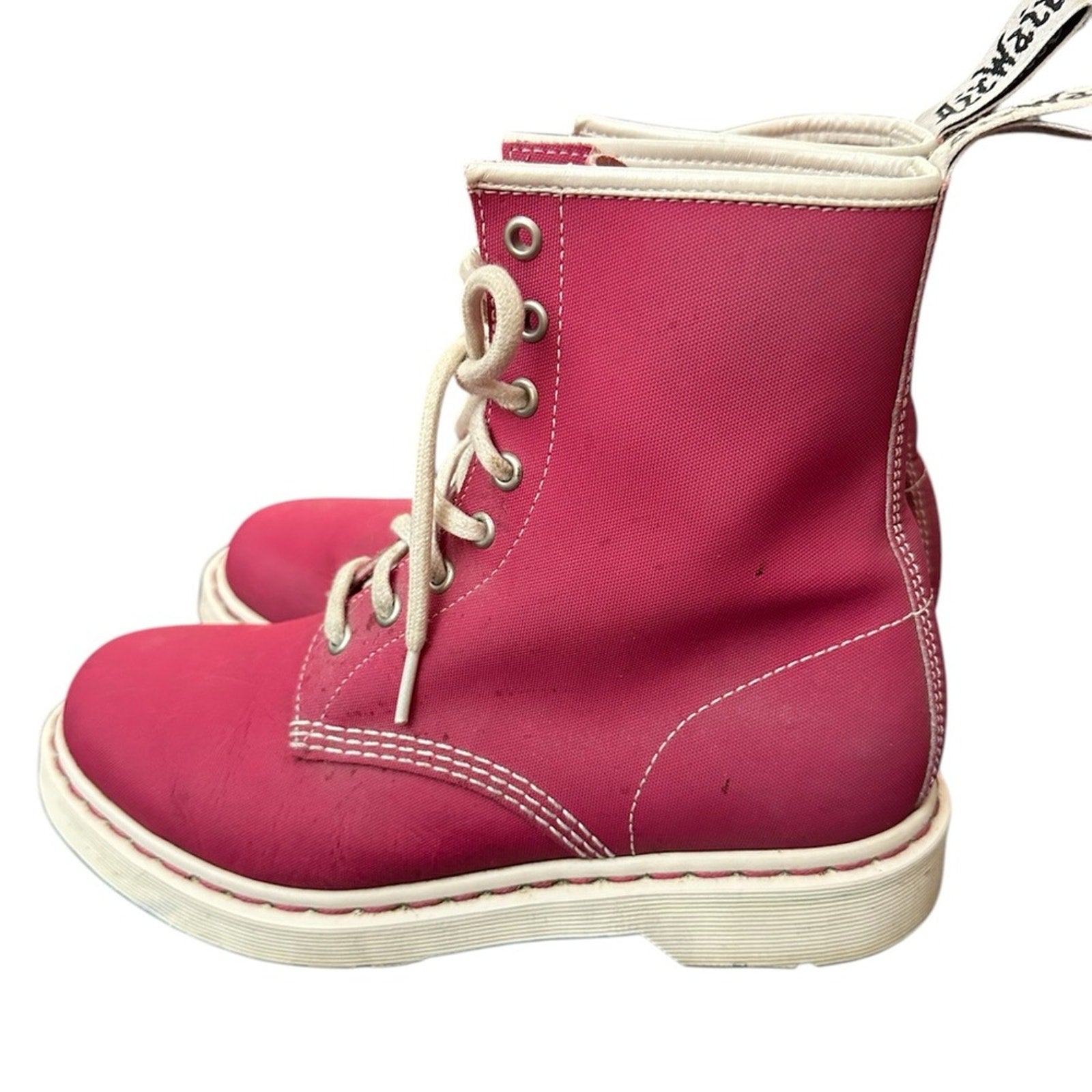 Dr Marten’s Red/Pink Canvas Lace Up Boot - 9