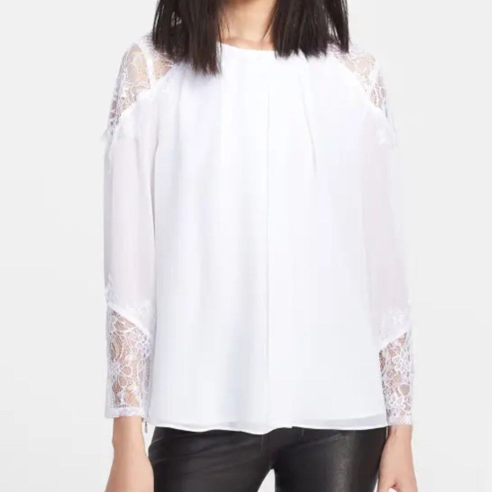 NWT ALICE + OLIVIA Ivory Danyelle Lace in ivory - size M
