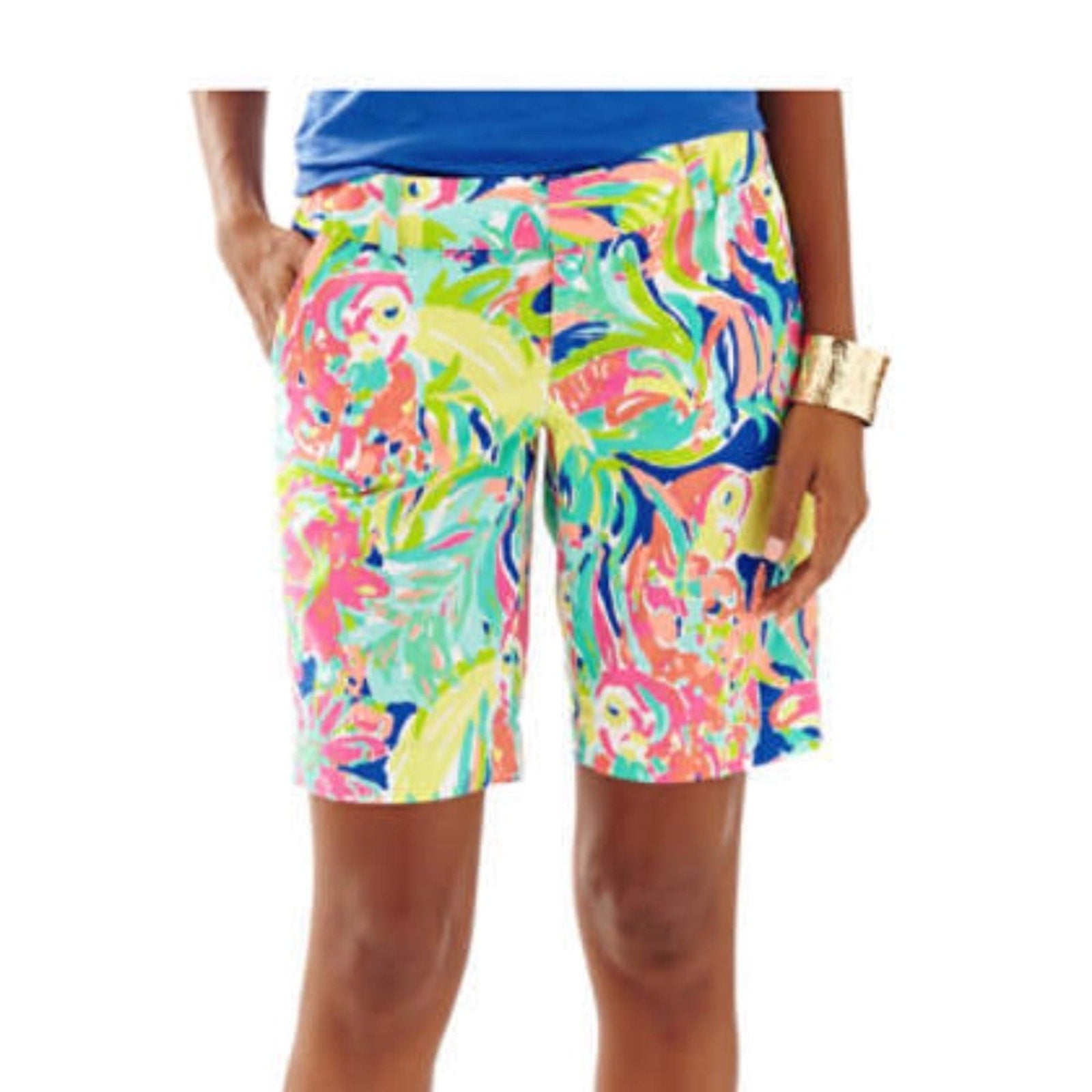 Lilly Pulitzer Chipper Casa Banana Print Bermuda Shorts - size 4