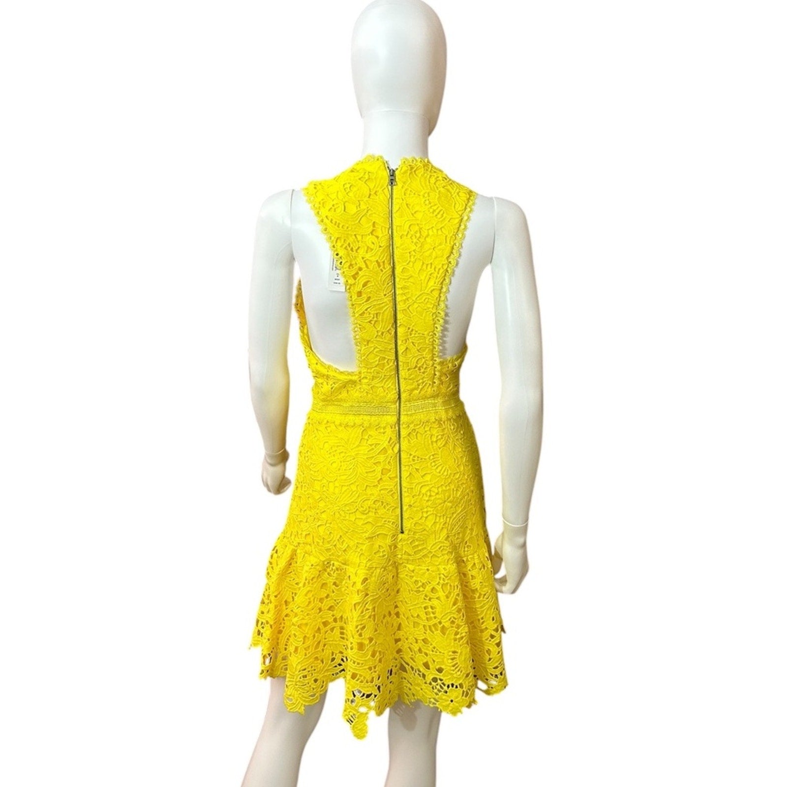 NWT Alice + Olivia Marleen Fit & Flare Lace Dress Sun Yellow $395 - Size 8