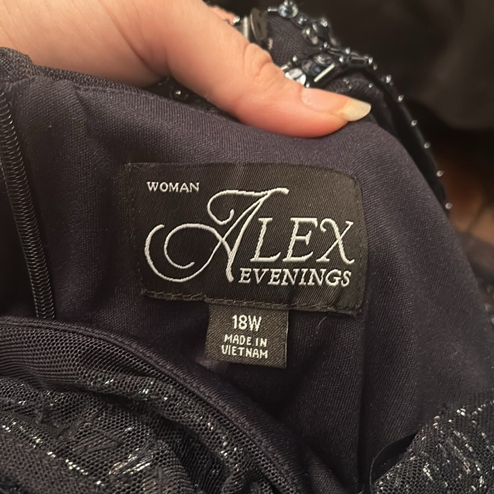 NWT Alex Evenings Women's Illusion Embellished A-Line Gown - size 18W