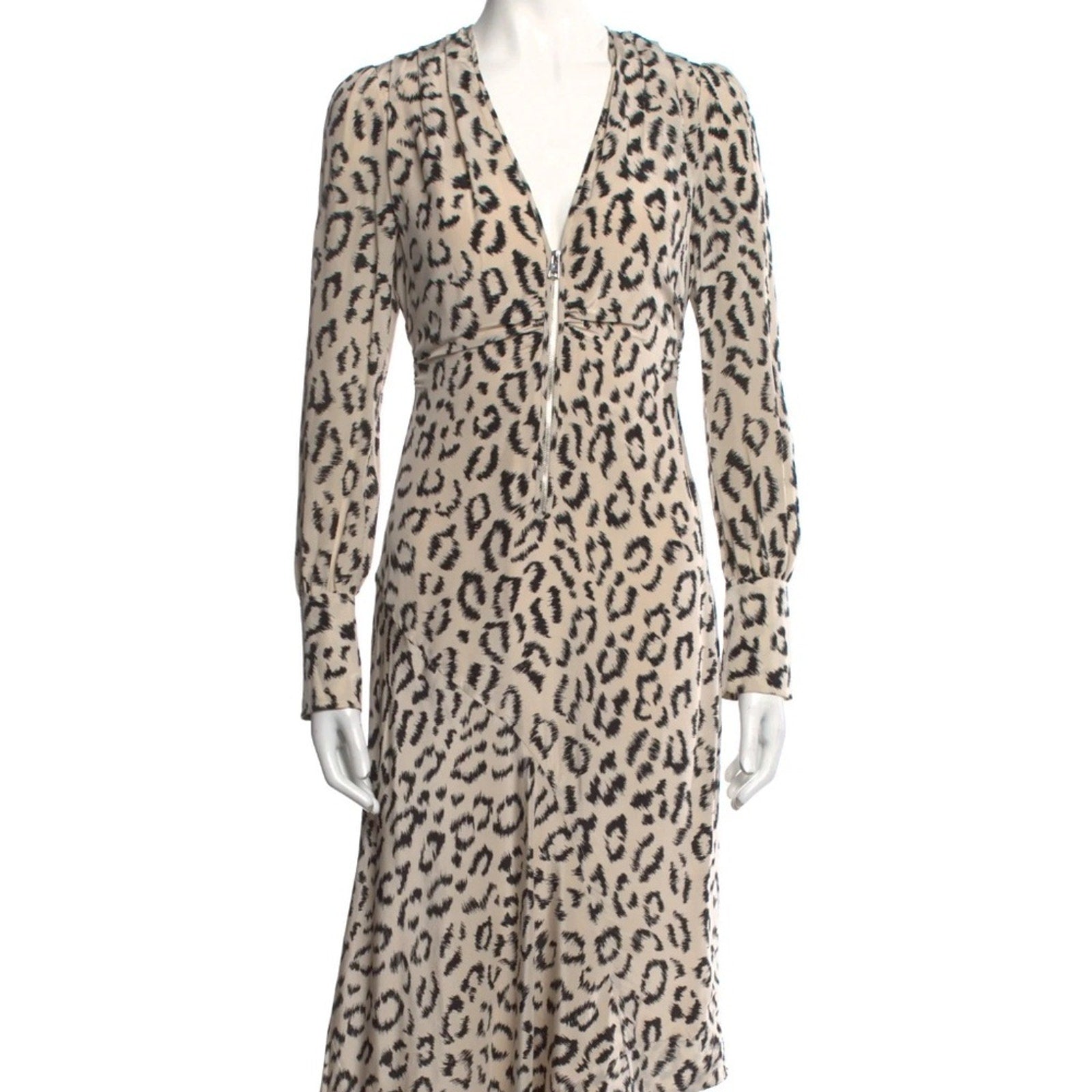 ALC | Eden Leopard Print Zip Front Silk Dress - size 0
