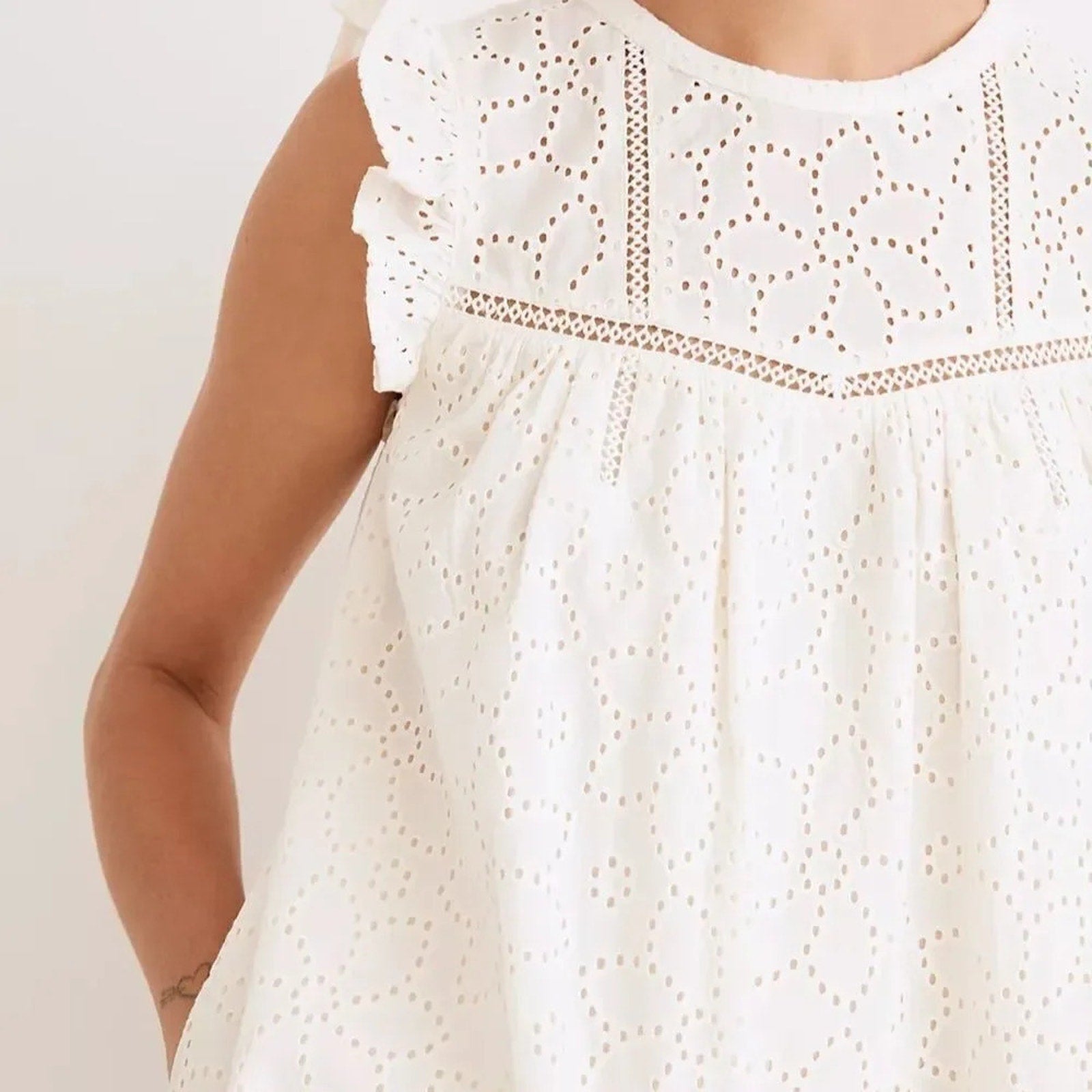 NWT Madewell Eyelet Ruffle-Sleeve Mini Dress - size M