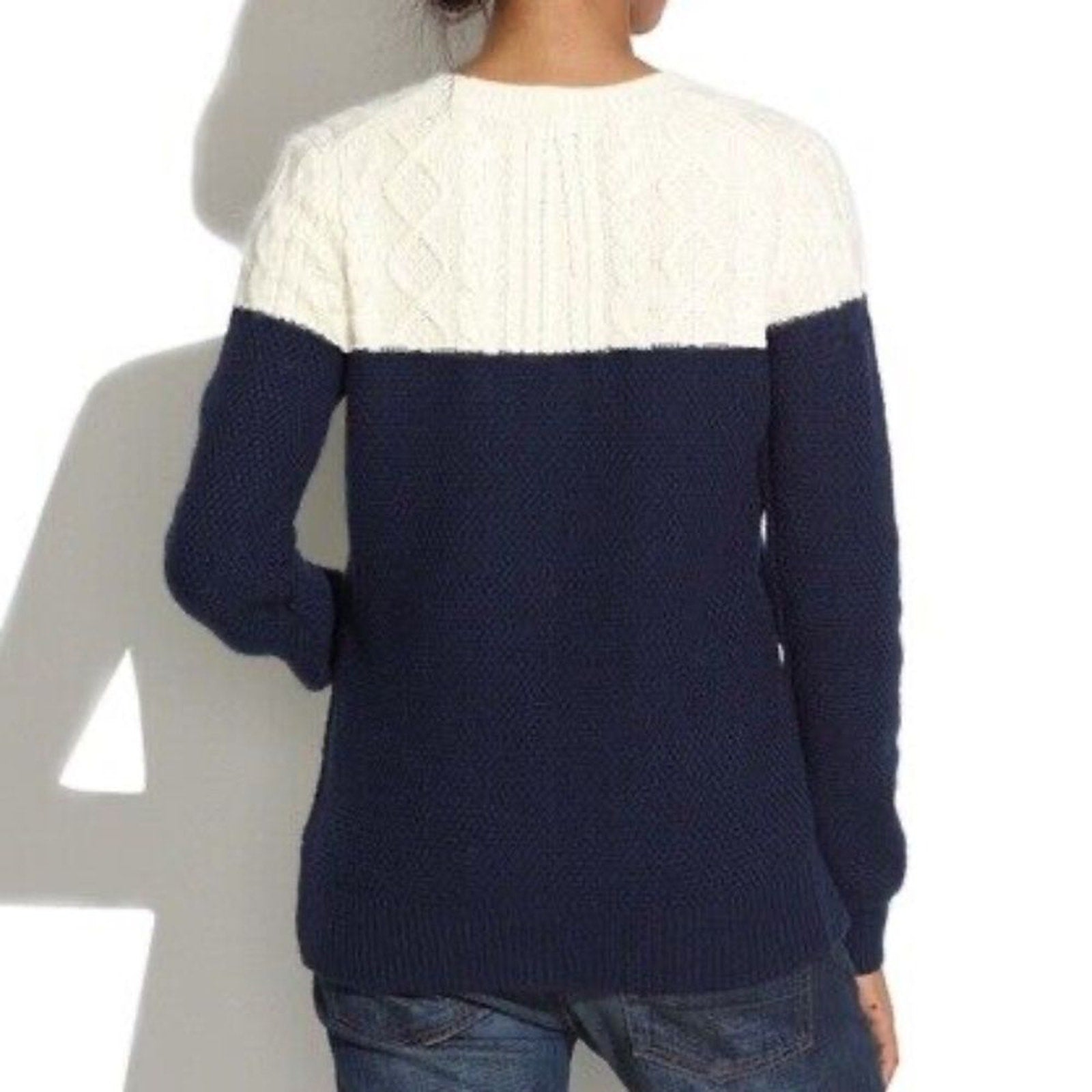 MADEWELL Women's Colorblock Cable Knit Sweater Size Small