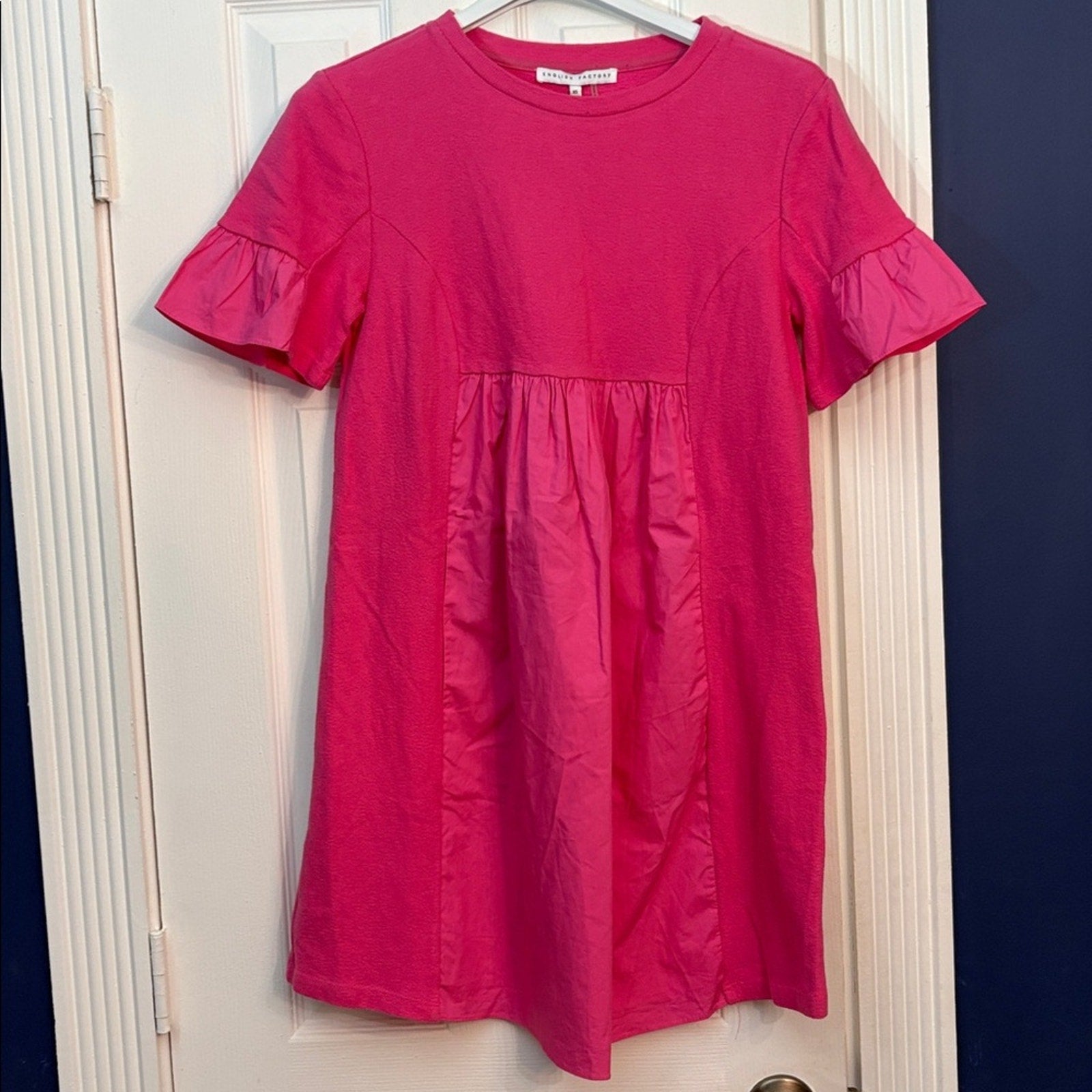 English Factory Mixed Media Ruffled Sleeve Dress - size XS - NWT